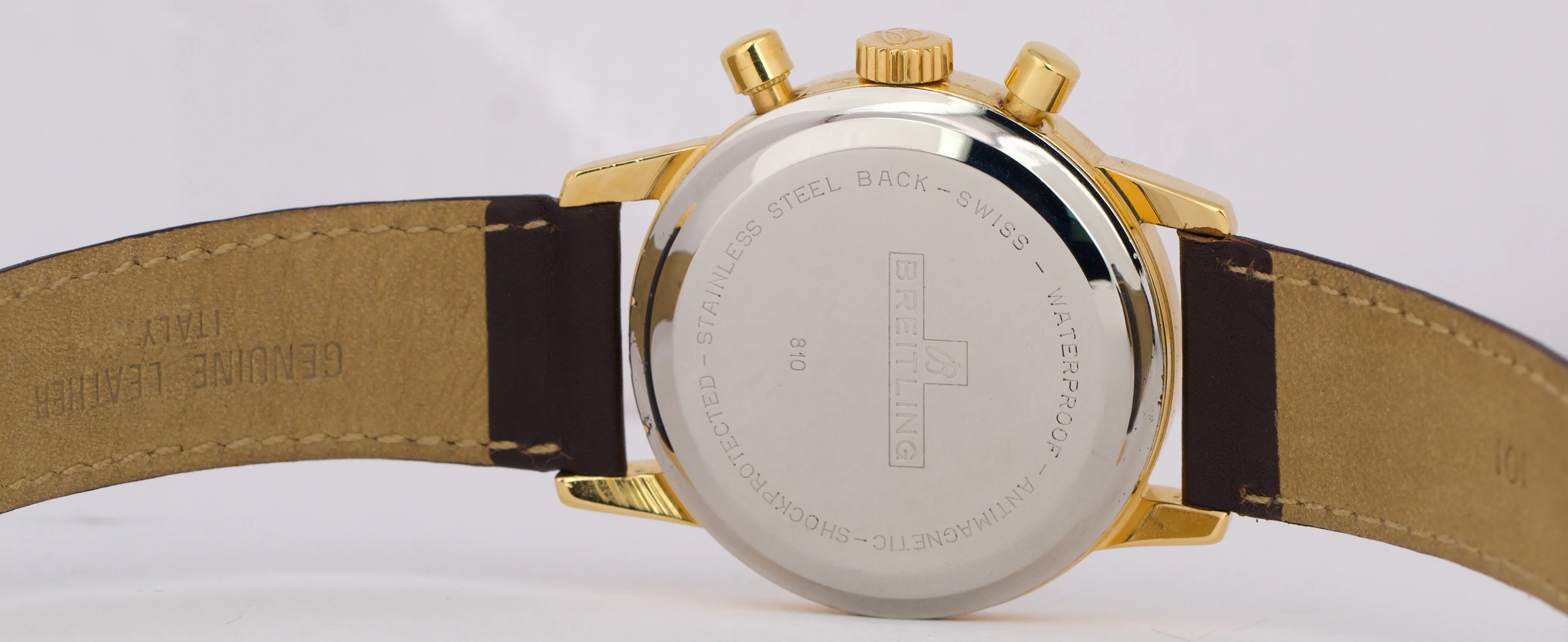 VINTAGE Breitling Top Time 810 18K Yellow Gold Leather Chronograph 38mm Watch - Image 6