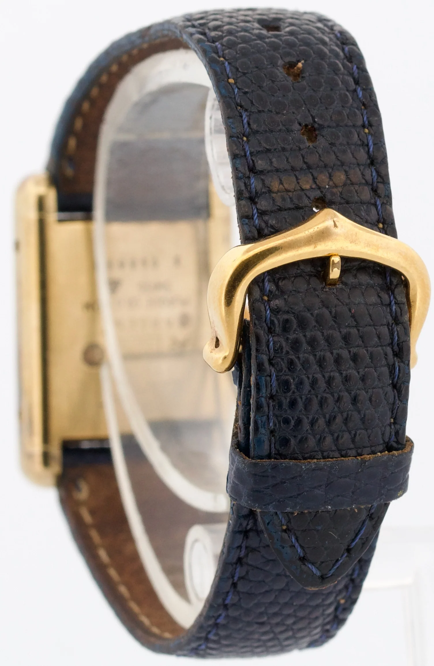 VINTAGE Cartier Tank Argent 925 Sterling Vermeil Gold BLUE MYSTERY DIAL 21mm - Image 5