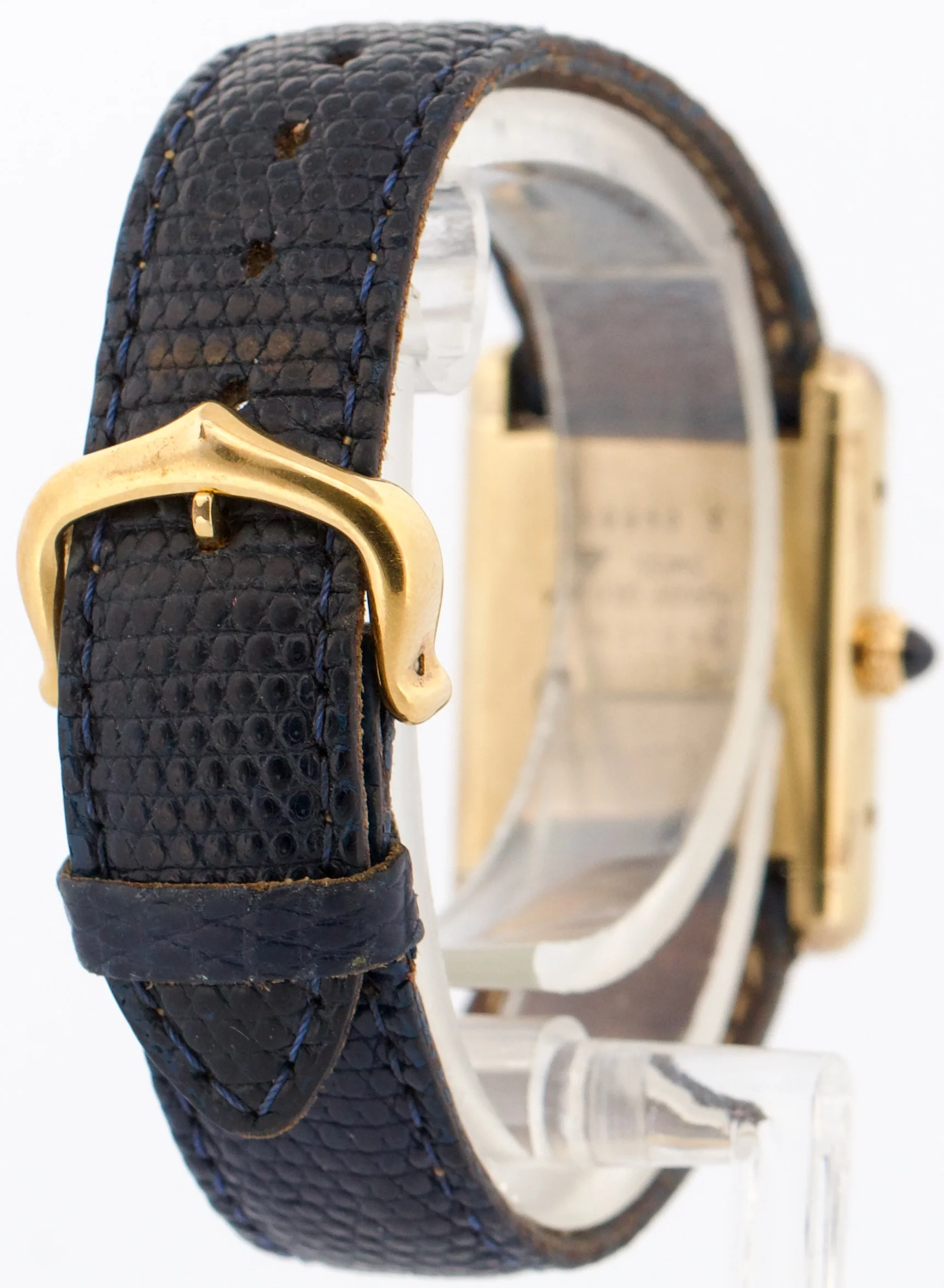 VINTAGE Cartier Tank Argent 925 Sterling Vermeil Gold BLUE MYSTERY DIAL 21mm - Image 6