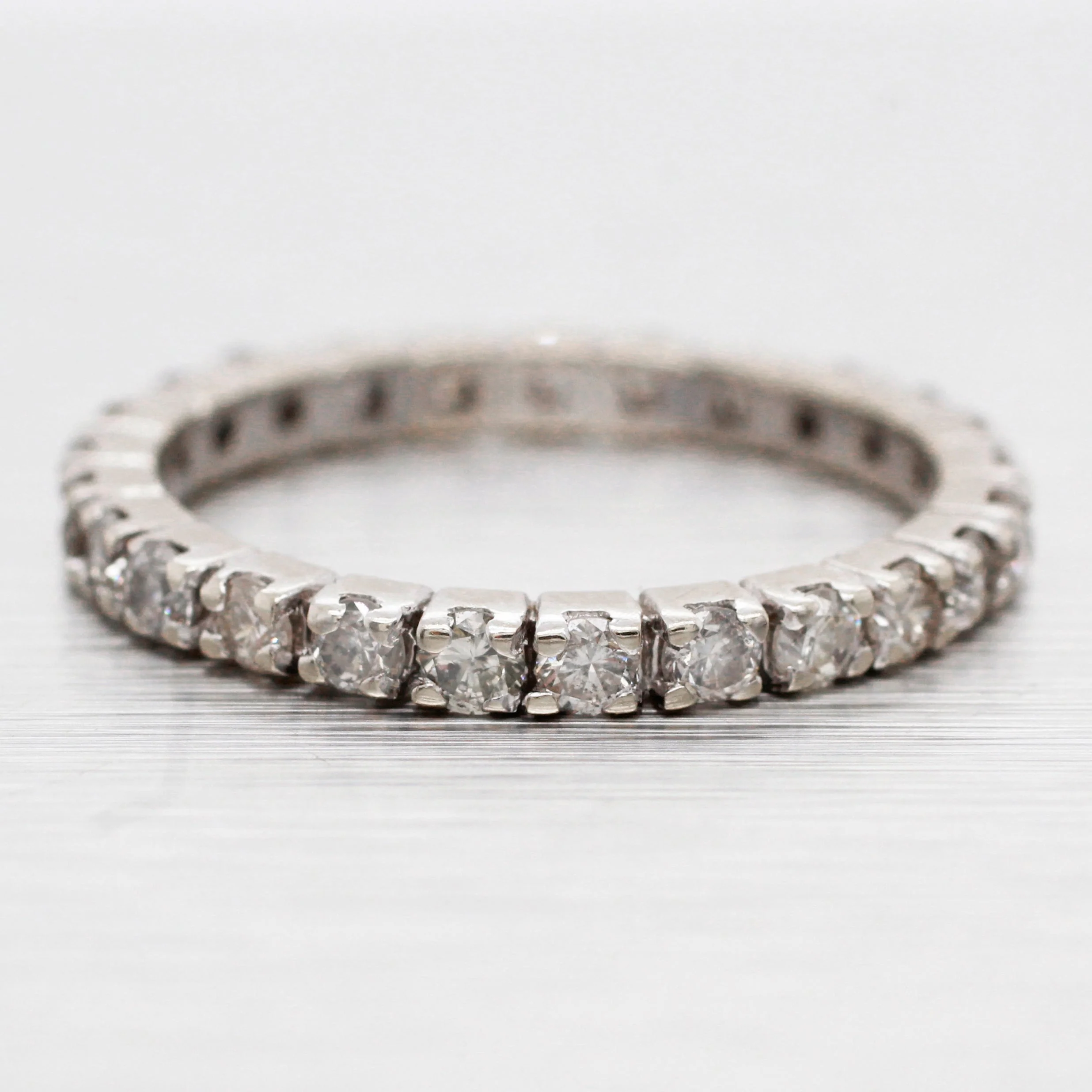 Vintage 0.75ctw Diamond Eternity Band Ring - 14k White Gold | Size 5.5