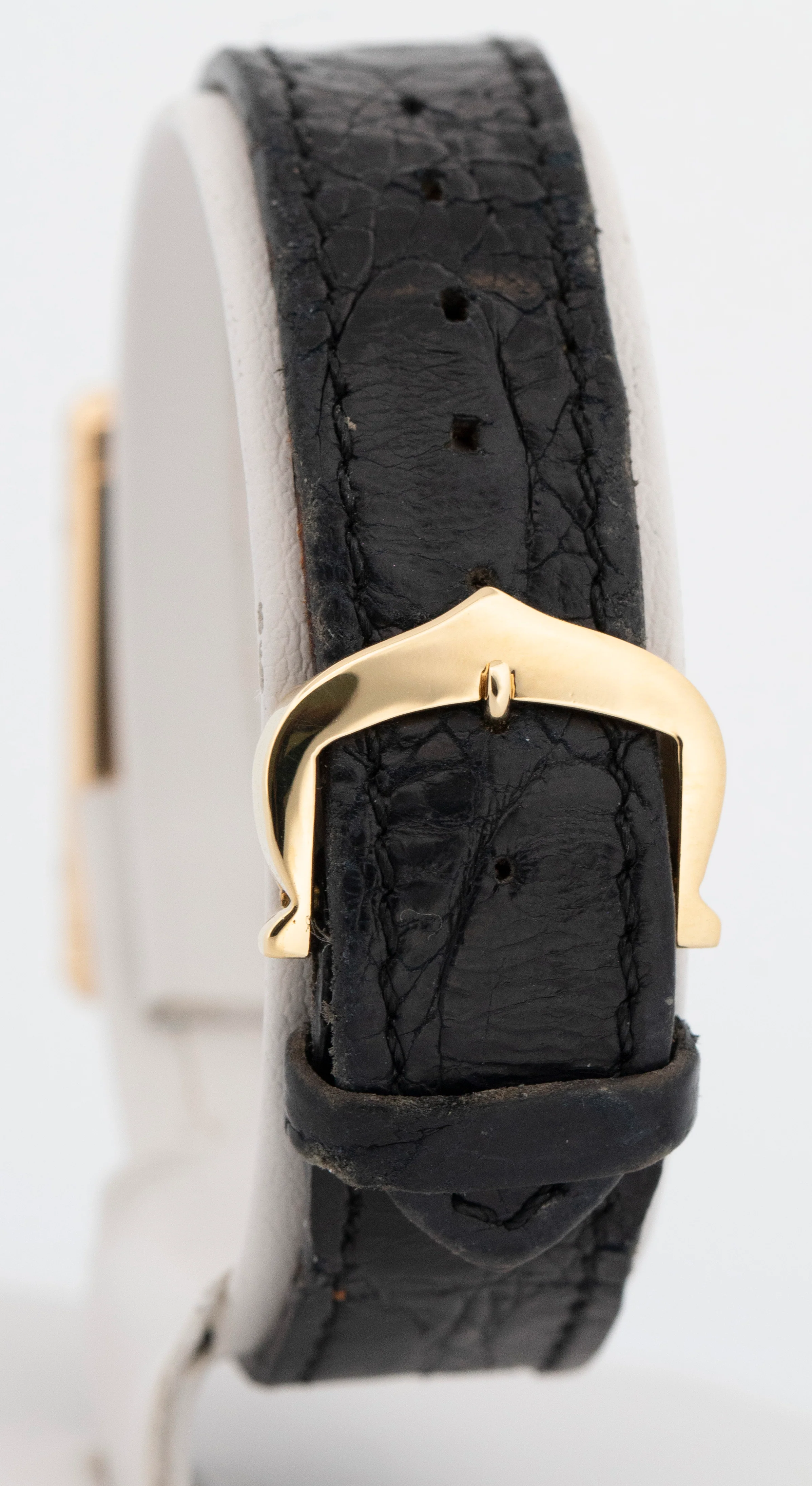 VINTAGE Ladies Cartier Tank Louis 18k Gold Green Leather 78087 21mm Manual Watch - Image 5