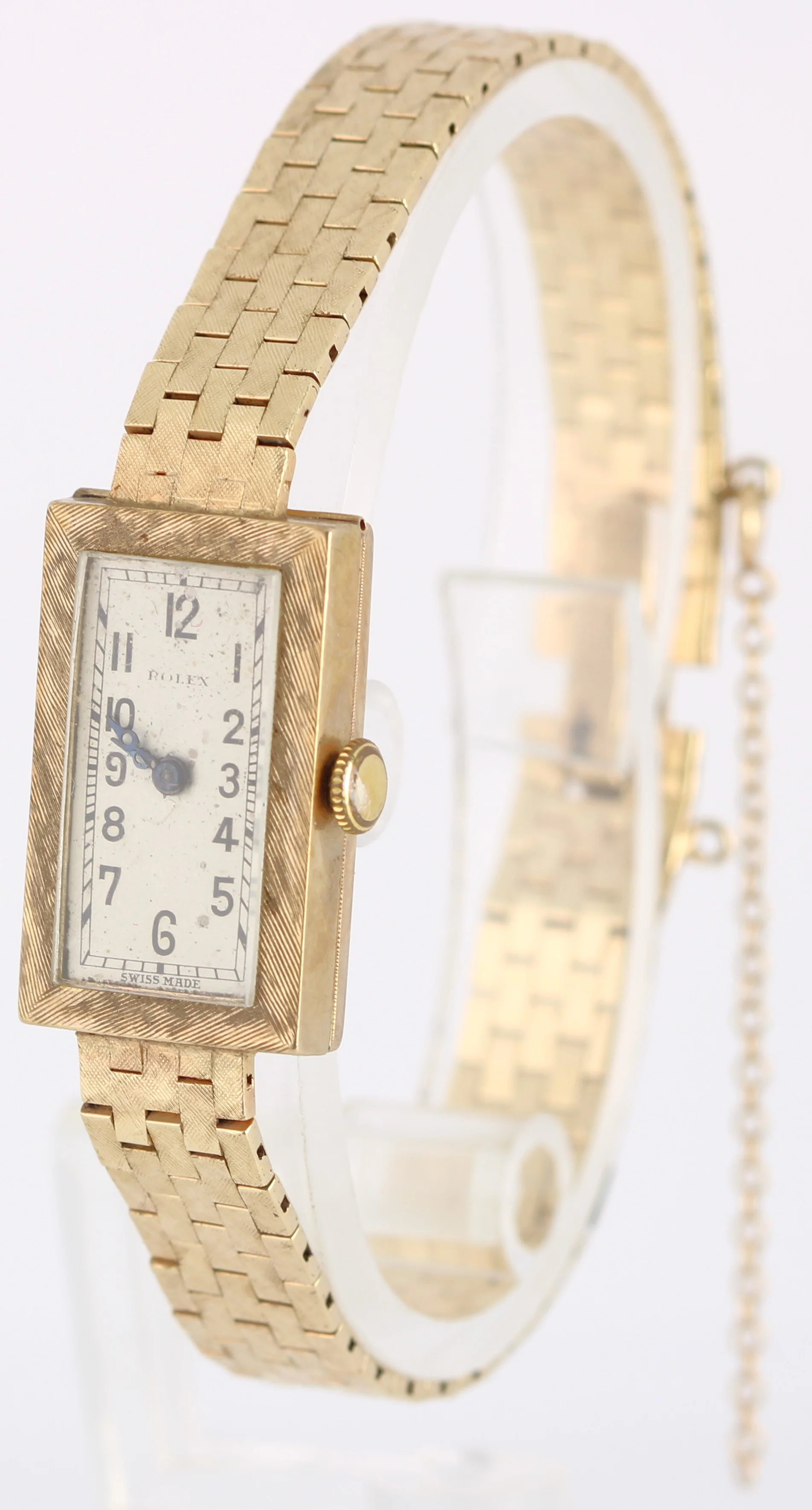 Vintage Ladies Rolex Art Deco 14k Gold 26gr Rectangle Cocktail 24mmx15mm Watch - Image 3