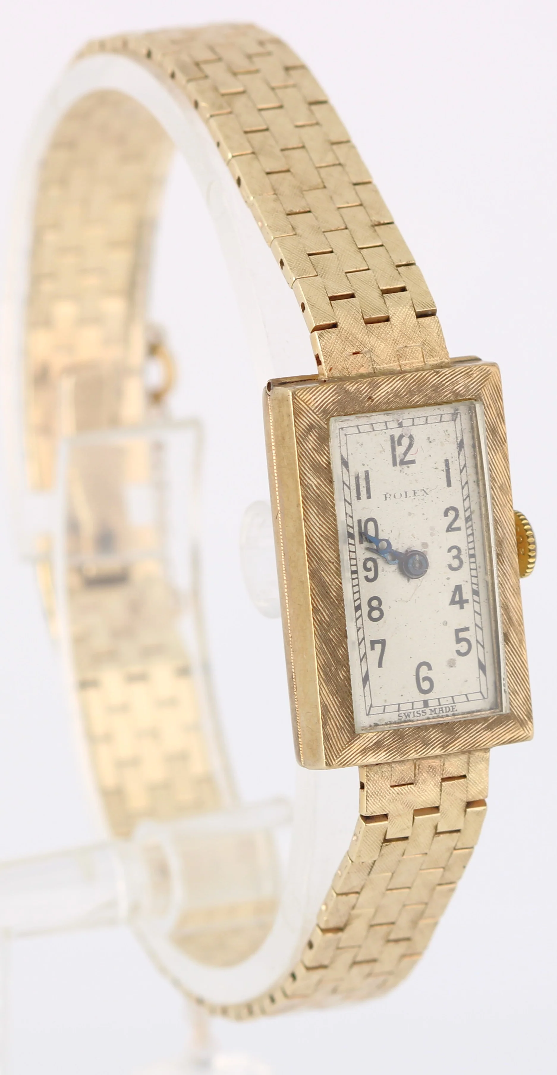 Vintage Ladies Rolex Art Deco 14k Gold 26gr Rectangle Cocktail 24mmx15mm Watch - Image 4