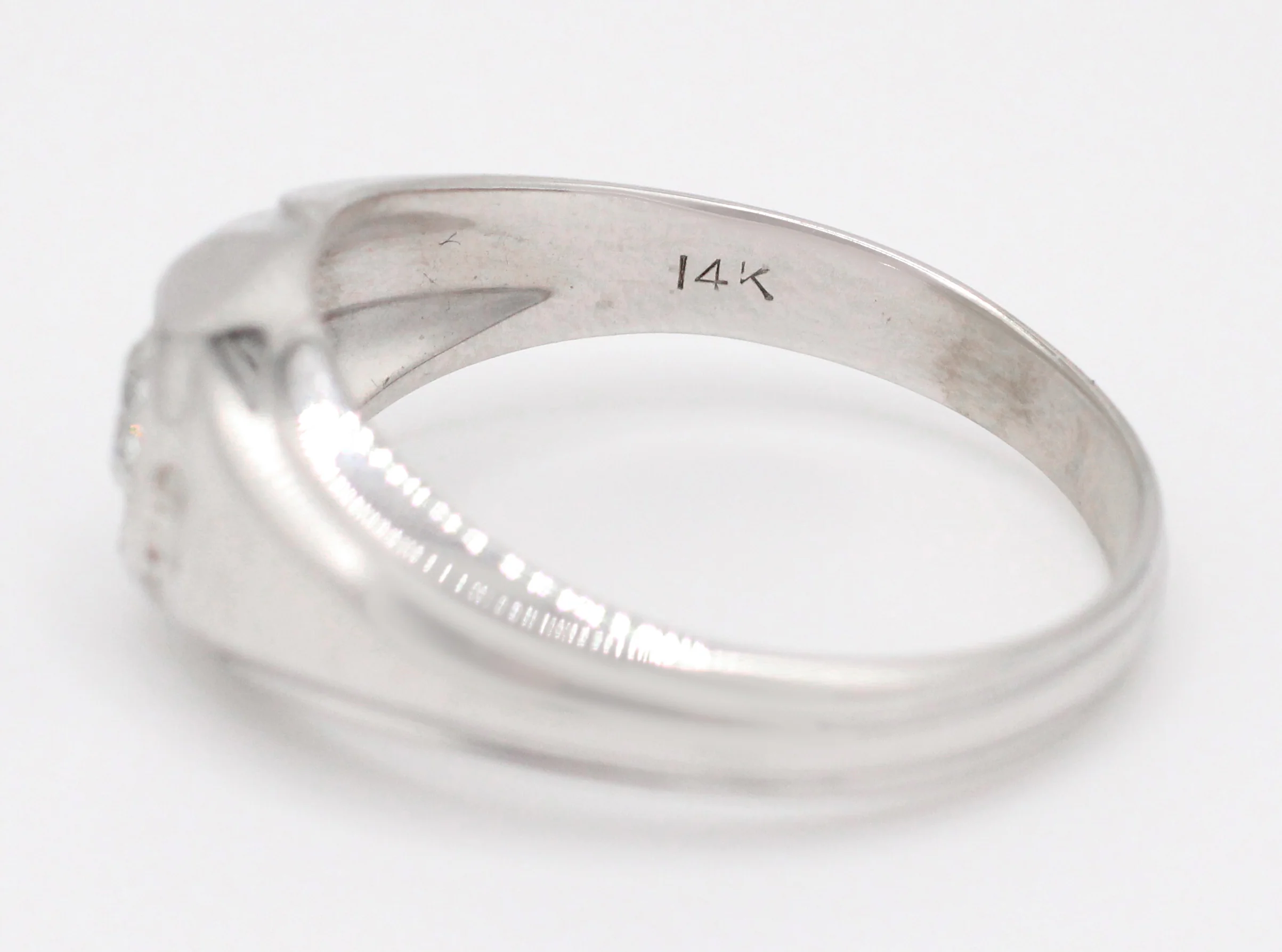 Vintage Men's 0.20ct Solitaire Diamond Band Ring - 14k White Gold Size - 9 3/4 - Image 3