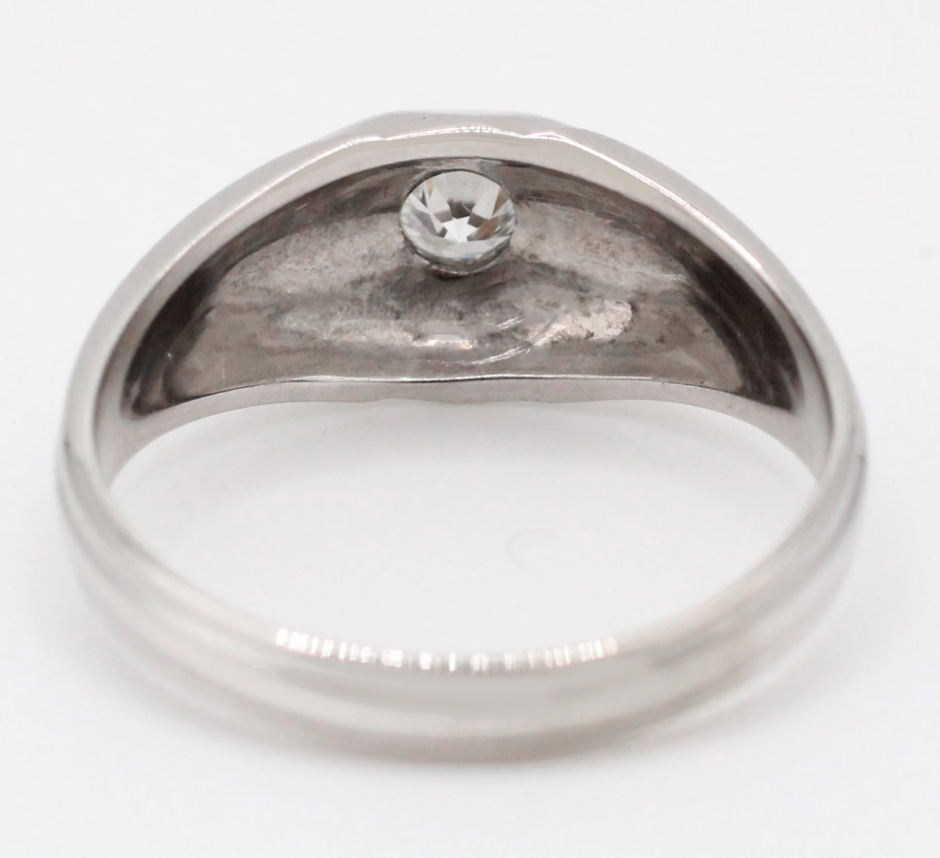 Vintage Men's 0.20ct Solitaire Diamond Band Ring - 14k White Gold Size - 9 3/4 - Image 5