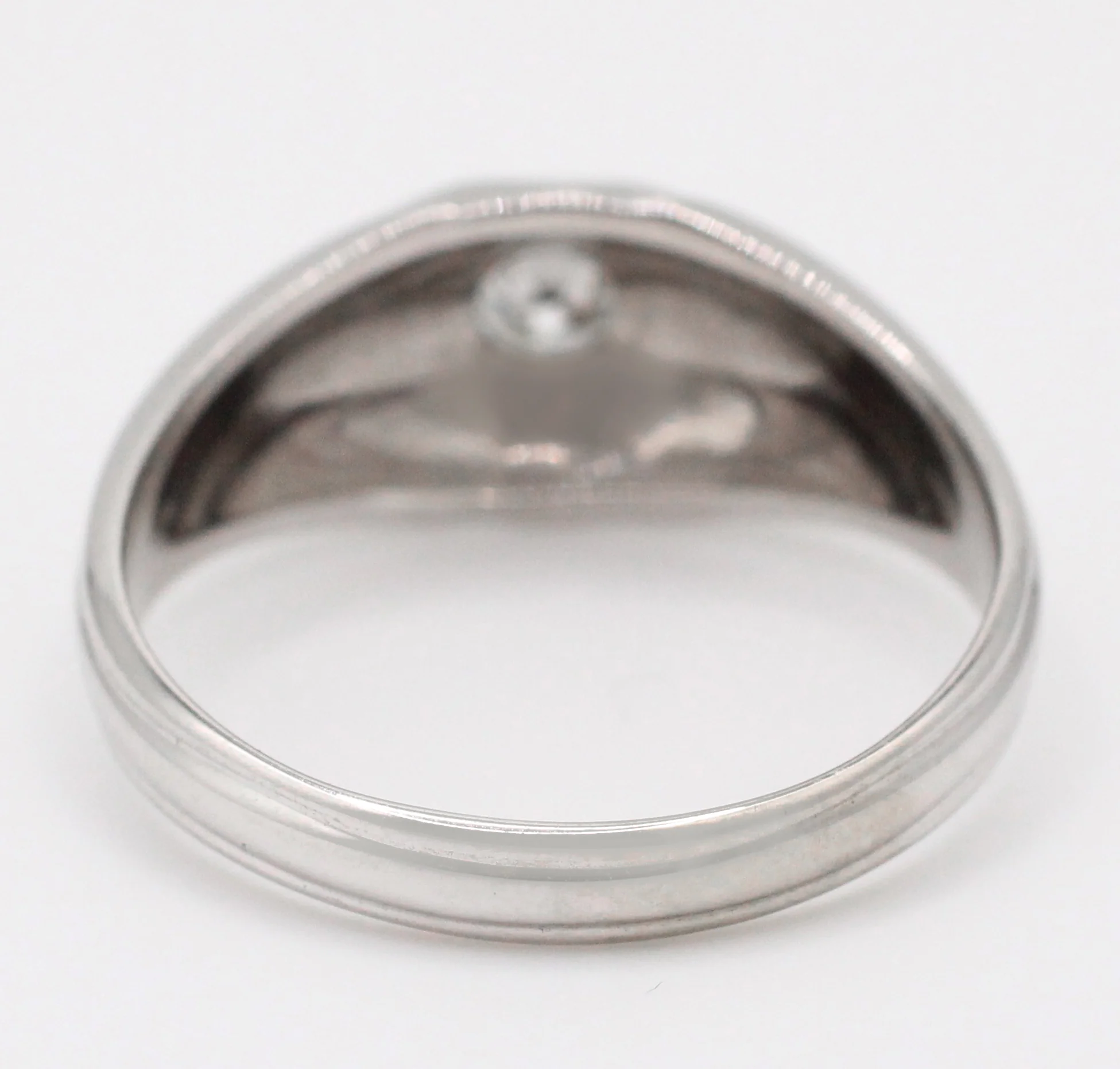Vintage Men's 0.20ct Solitaire Diamond Band Ring - 14k White Gold Size - 9 3/4 - Image 6