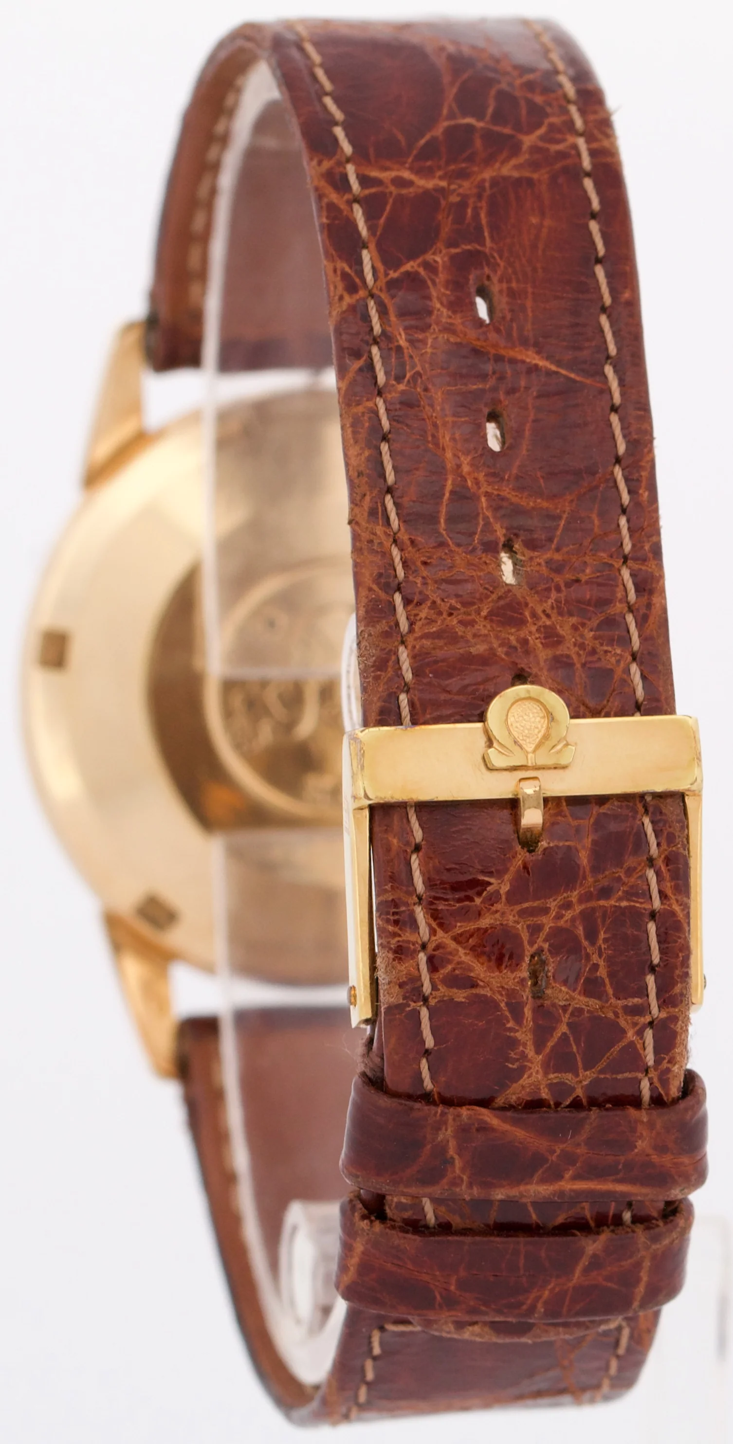 VINTAGE Omega Seamaster 14K Yellow Gold Leather Automatic 34mm 914704-61 Watch - Image 5
