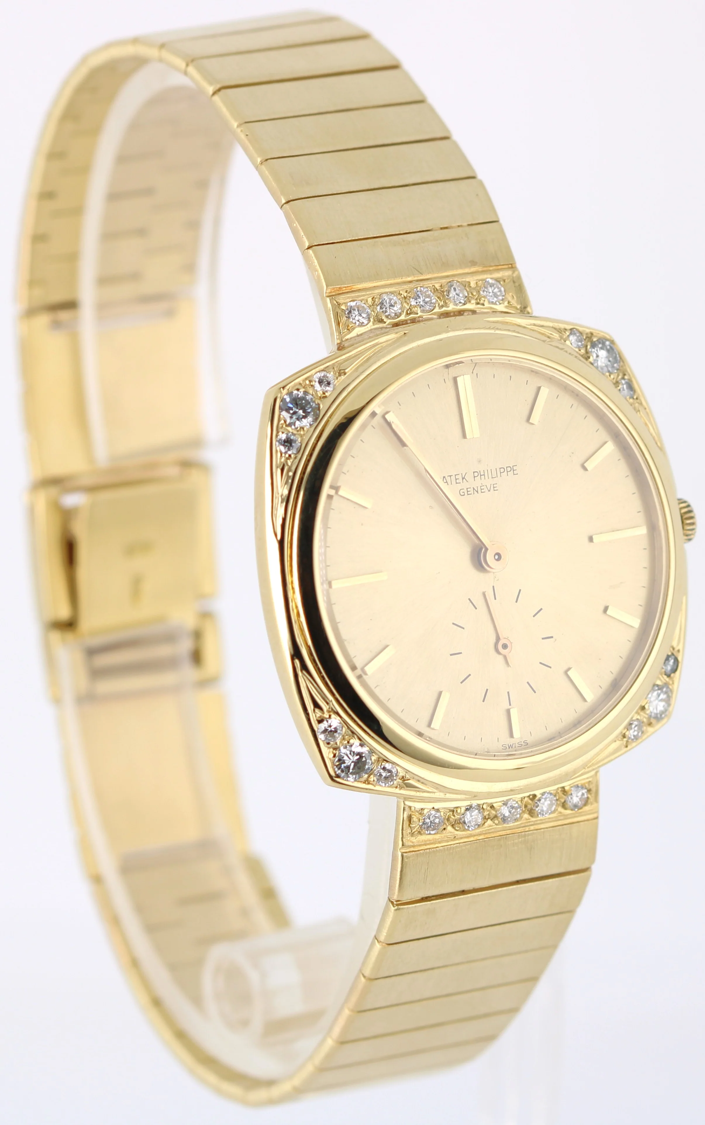 VINTAGE Patek Philippe 18k Yellow Gold Champagne DIAMOND 32mm 3525 Watch - Image 4