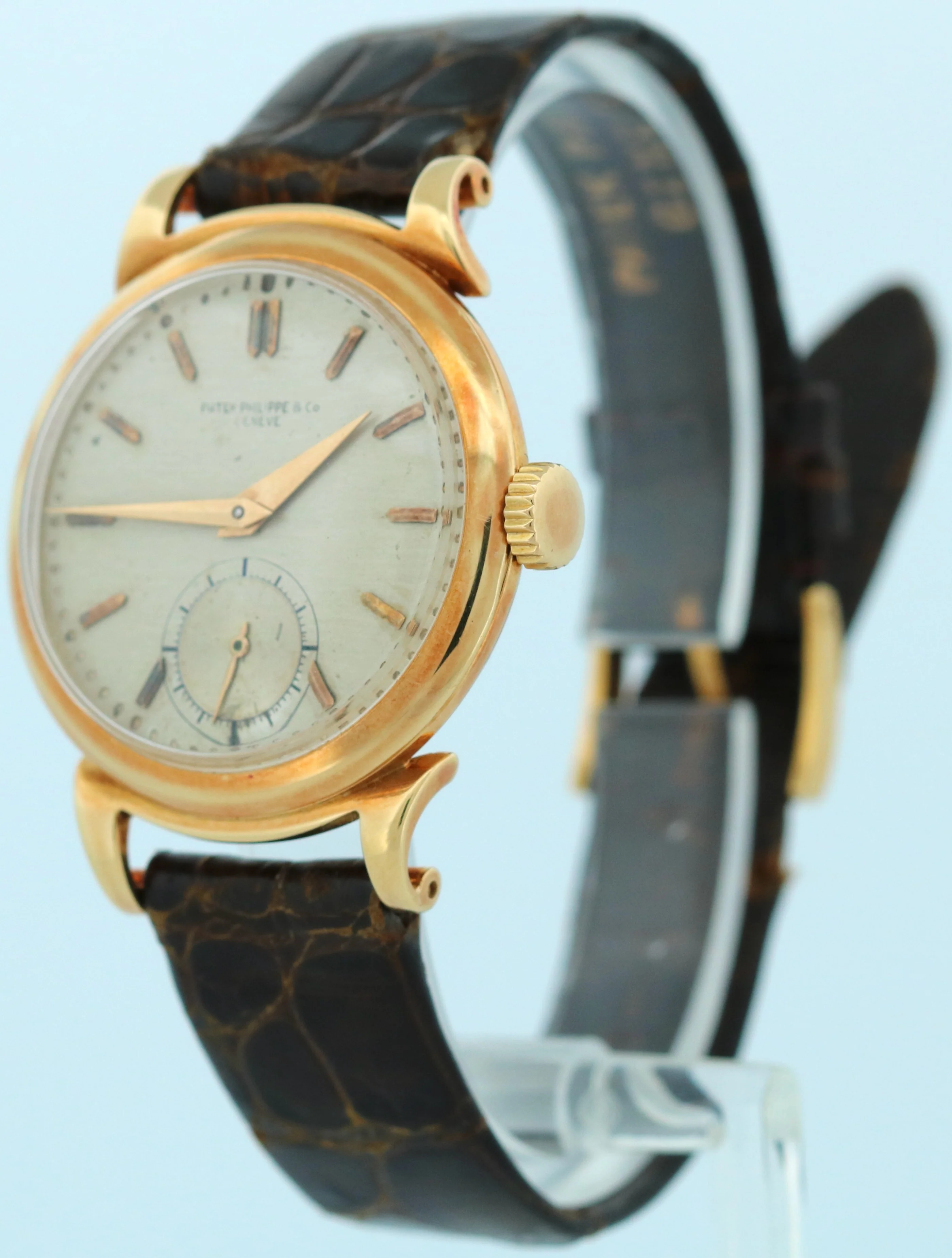 VINTAGE Patek Philippe Calatrava 18K Yellow Gold Leather 34mm Manual 1491 Watch - Image 3