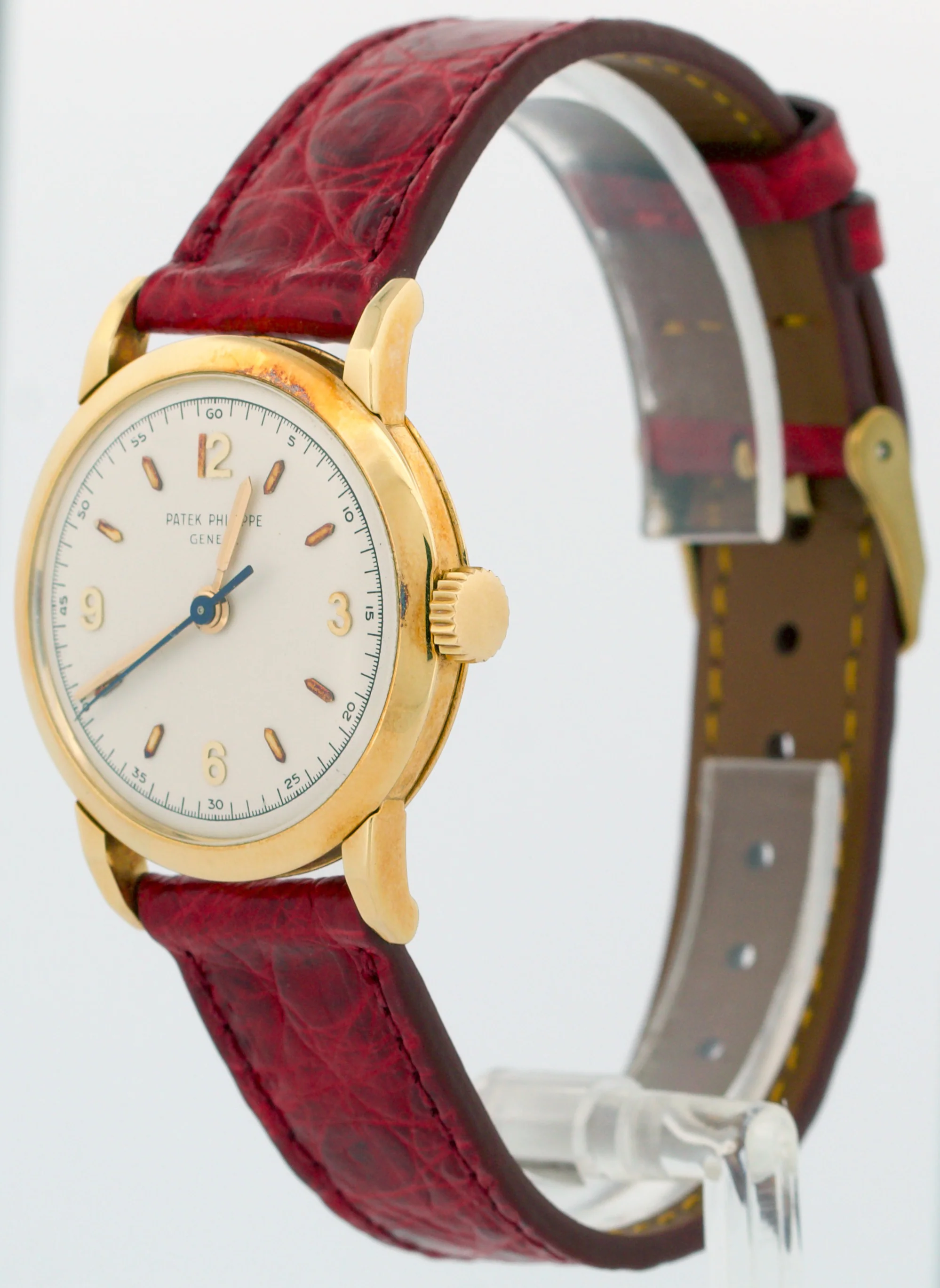 VINTAGE Patek Philippe Calatrava 33mm TRACK DIAL Manual 18K Gold Leather 2466 - Image 3