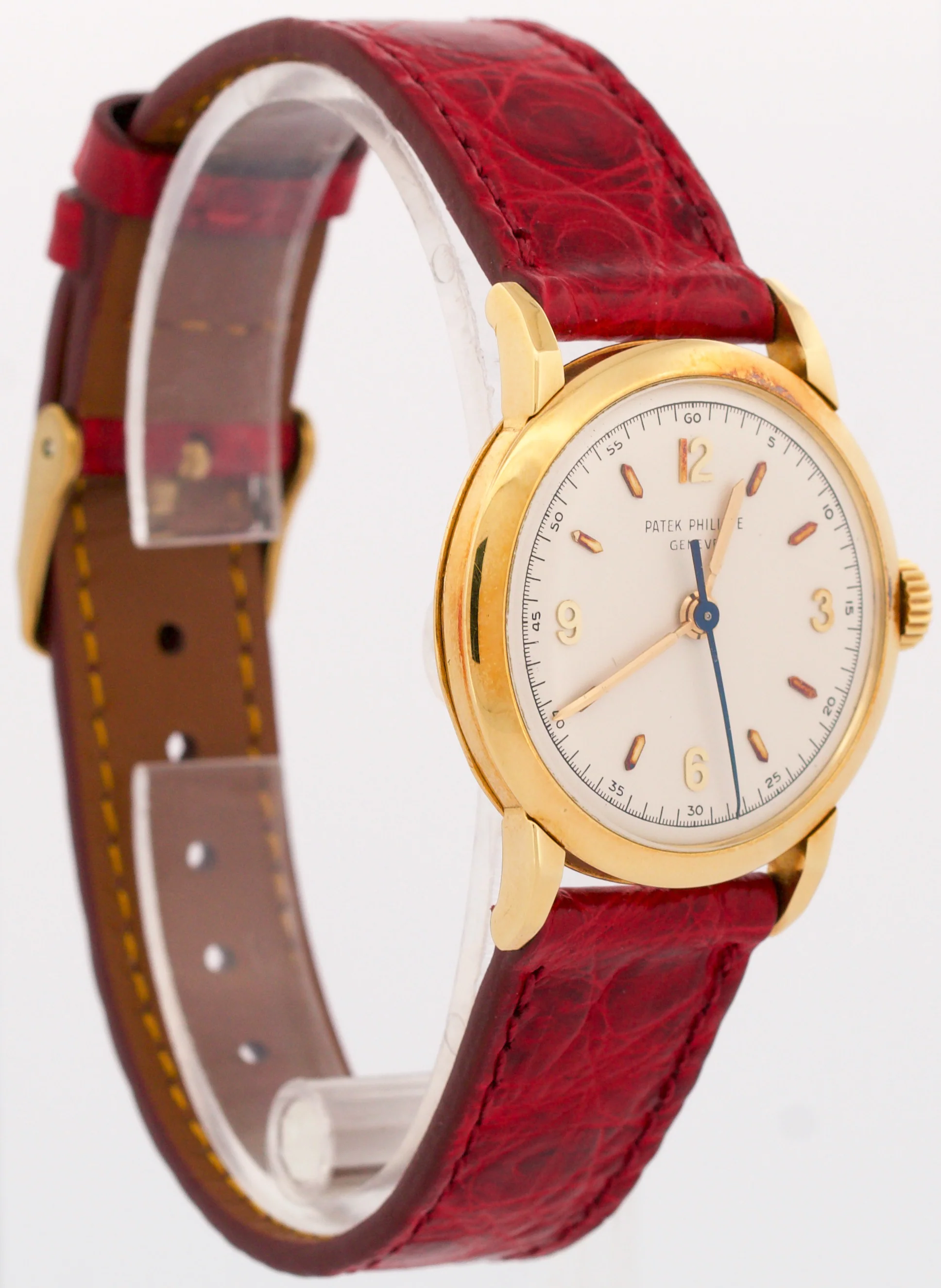 VINTAGE Patek Philippe Calatrava 33mm TRACK DIAL Manual 18K Gold Leather 2466 - Image 4