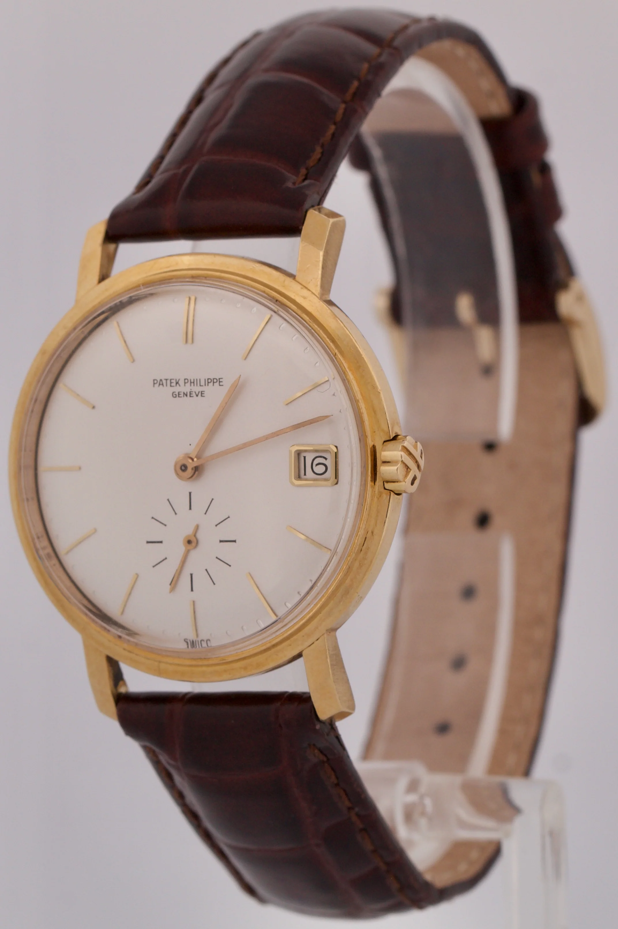 VINTAGE Patek Philippe Calatrava 36mm SILVER Automatic 18K Gold Leather 3445 - Image 3