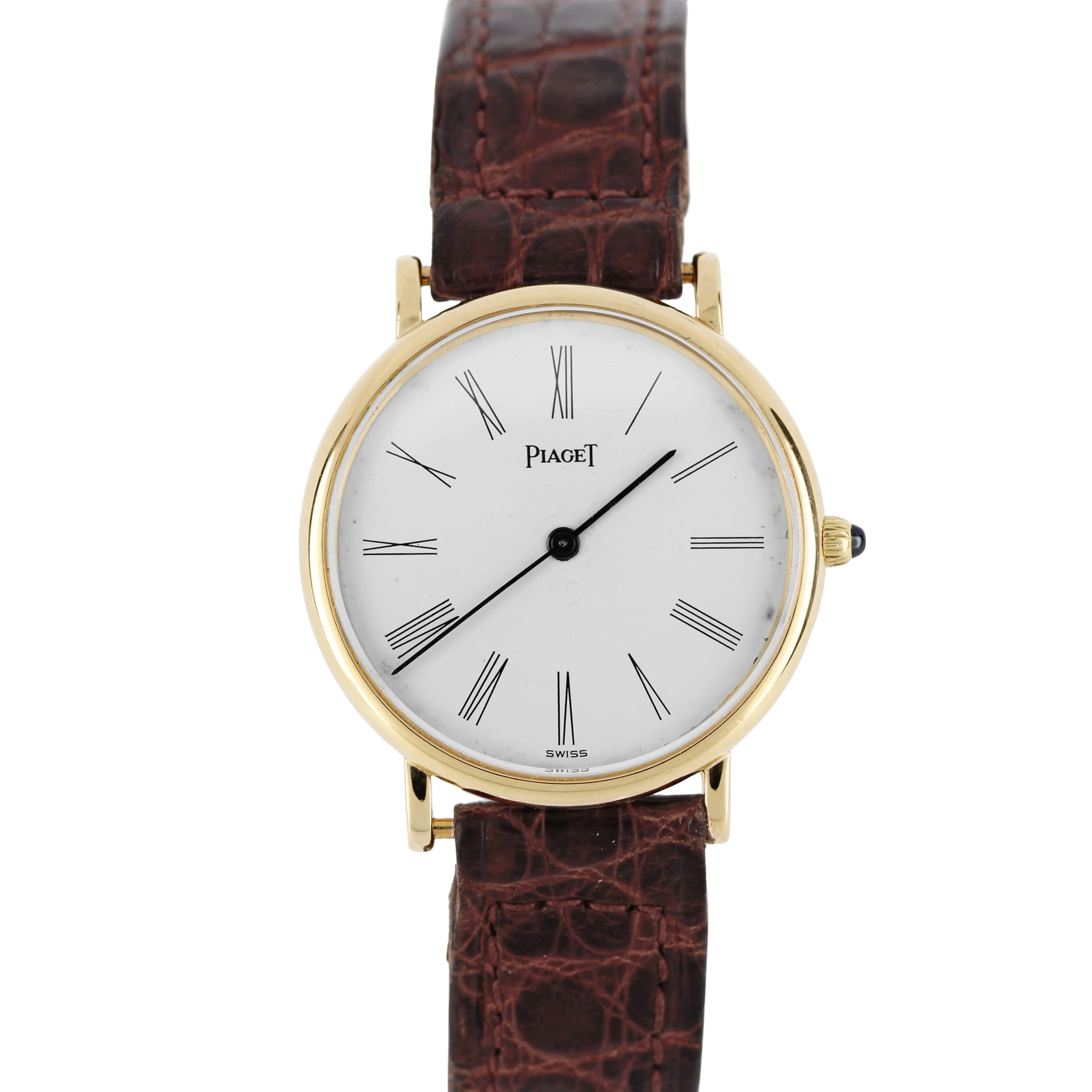 VINTAGE Piaget Classic Ultra-Thin Dress 18k Gold White Roman 27mm 9015 Watch