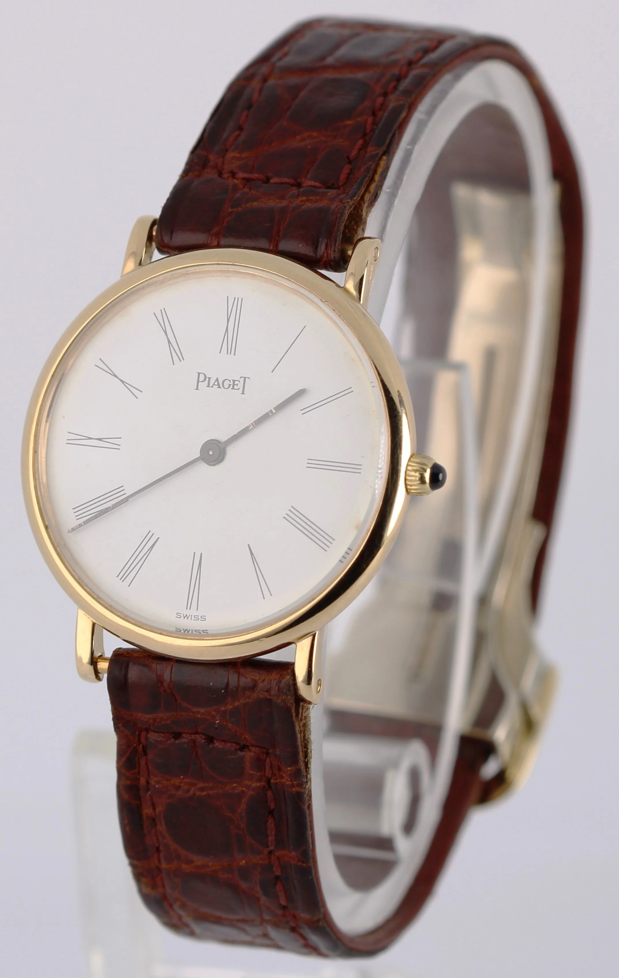 VINTAGE Piaget Classic Ultra-Thin Dress 18k Gold White Roman 27mm 9015 Watch - Image 3