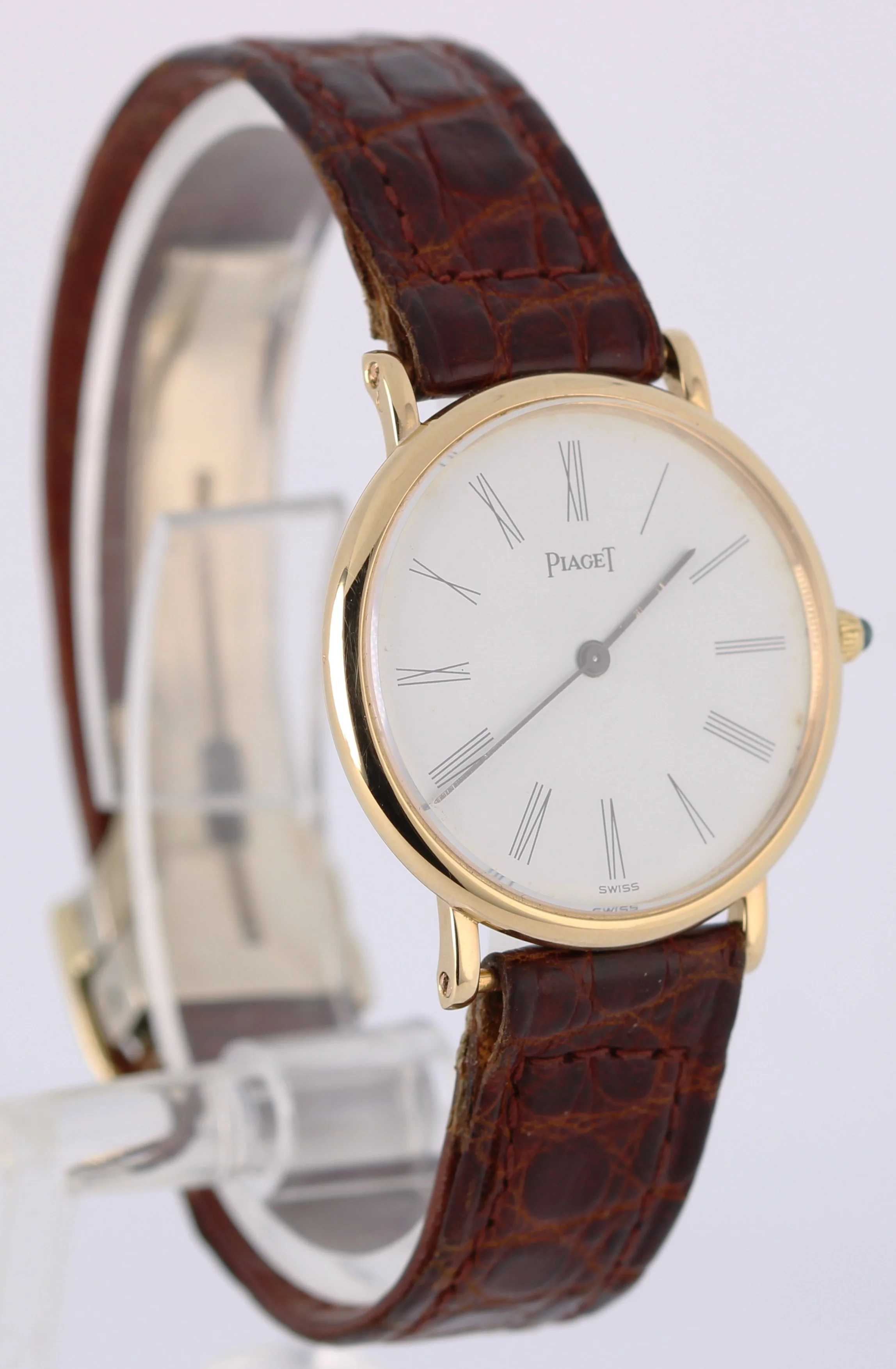 VINTAGE Piaget Classic Ultra-Thin Dress 18k Gold White Roman 27mm 9015 Watch - Image 4