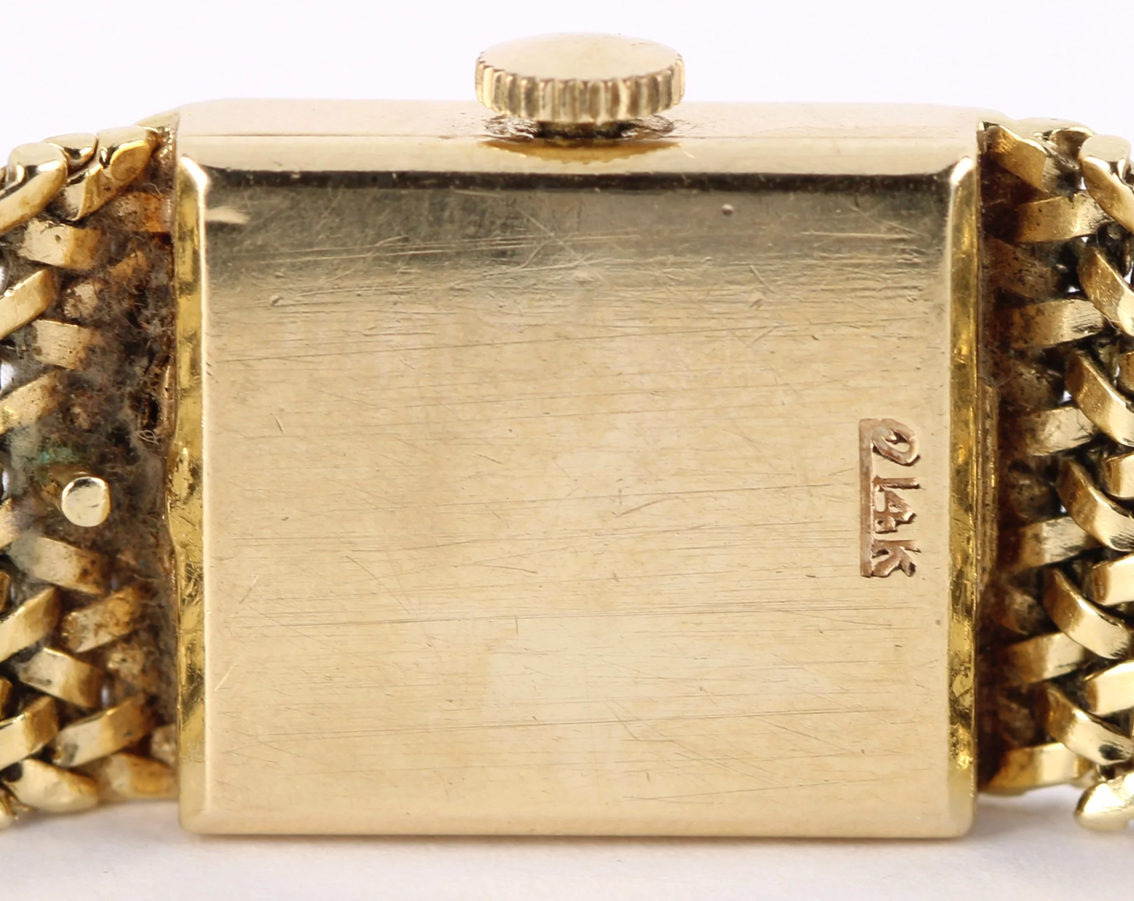 VINTAGE Rolex Cocktail Dress 14k Yellow Gold 30gr Textured Linen 15mmx17mm Watch - Image 10