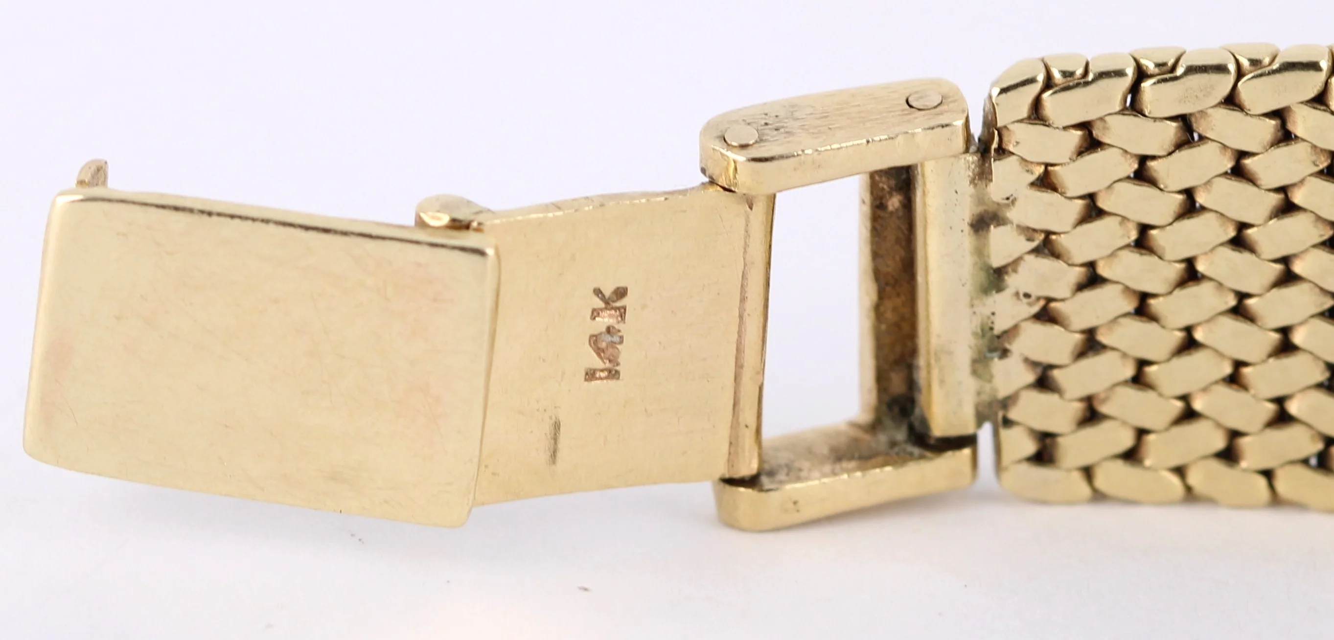 VINTAGE Rolex Cocktail Dress 14k Yellow Gold 30gr Textured Linen 15mmx17mm Watch - Image 9