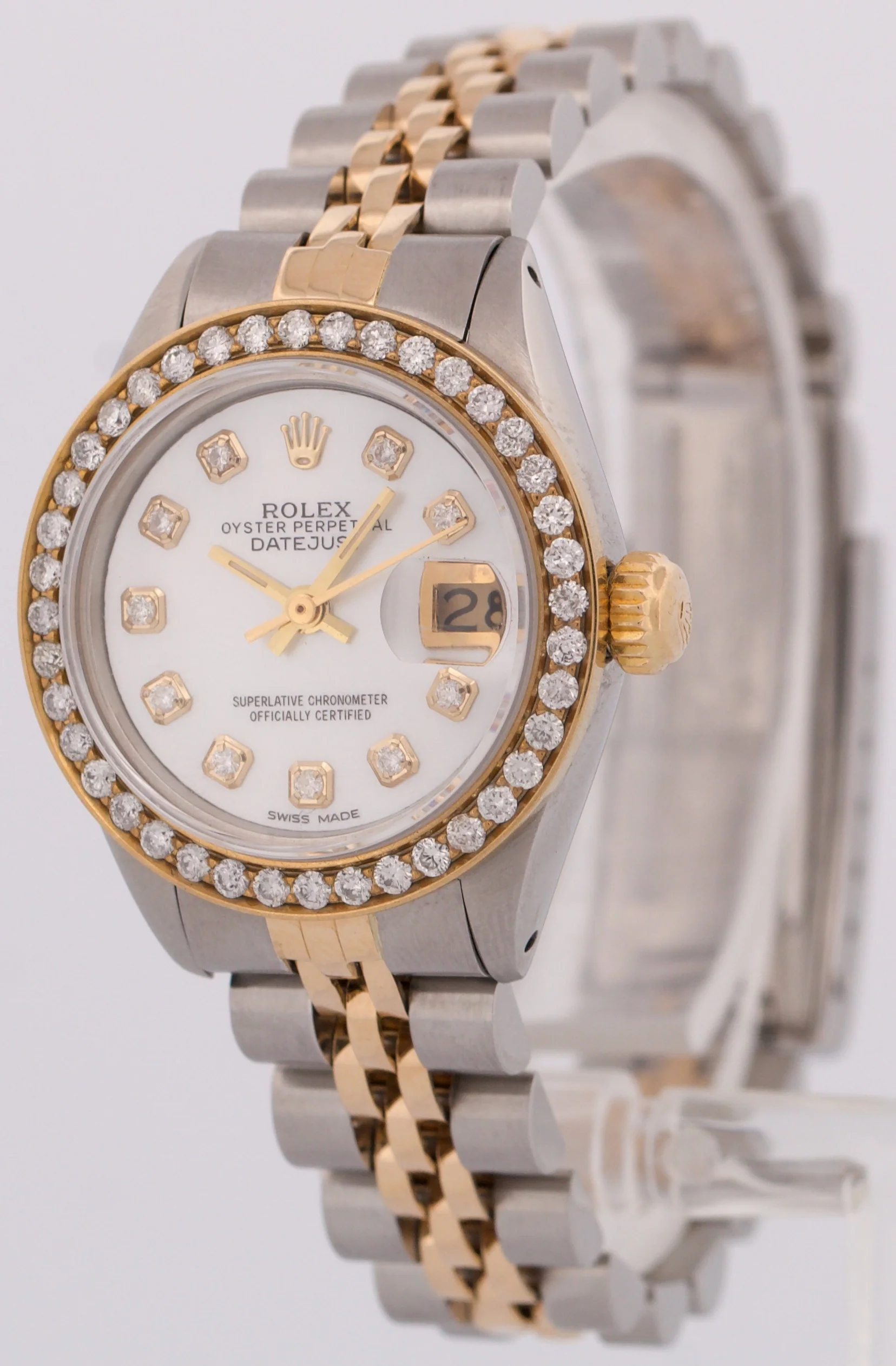 VINTAGE Rolex DateJust 26mm MOP DIAMOND 18K Yellow Gold Steel JUBILEE 6917 - Image 3
