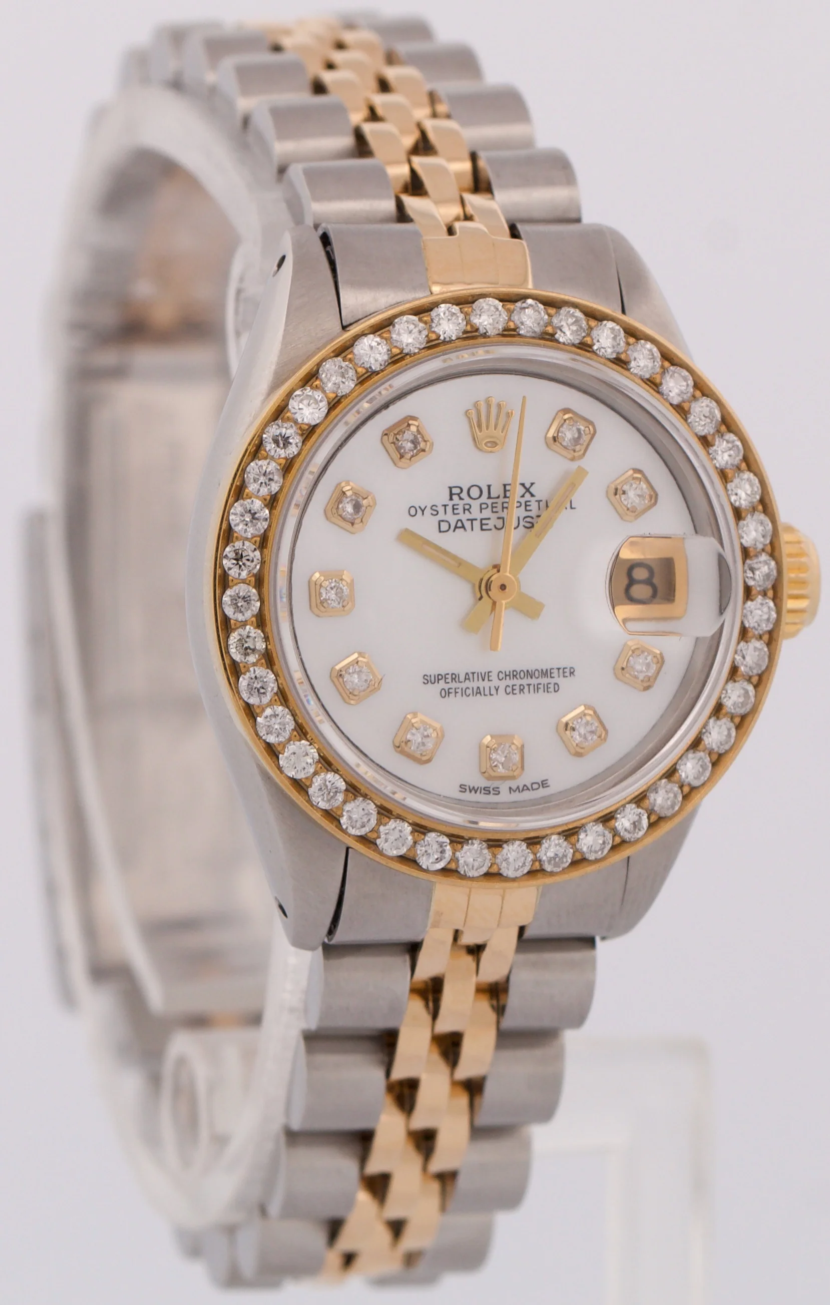 VINTAGE Rolex DateJust 26mm MOP DIAMOND 18K Yellow Gold Steel JUBILEE 6917 - Image 4