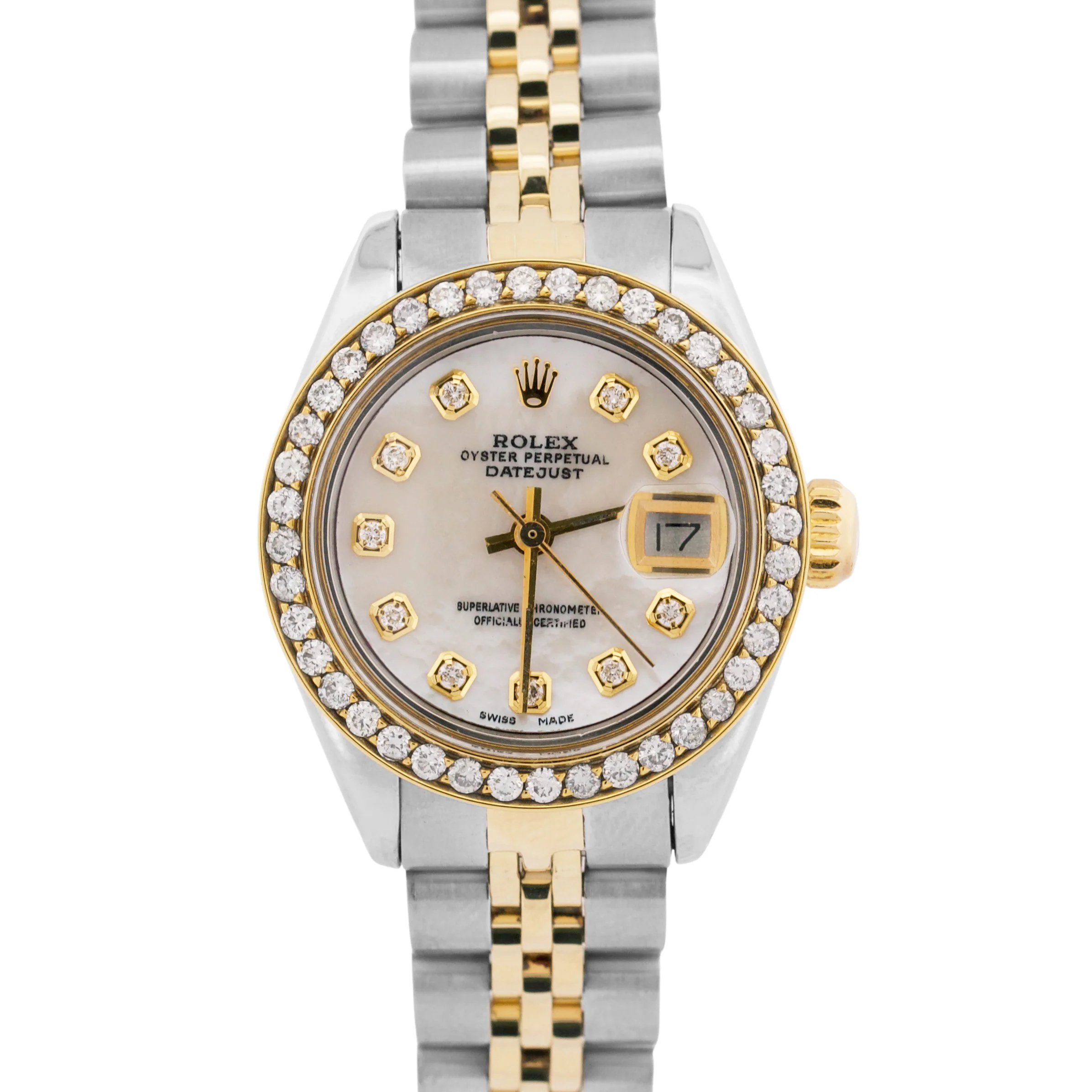 VINTAGE Rolex DateJust 26mm MOP DIAMOND 18K Yellow Gold Steel JUBILEE 6917 BOX