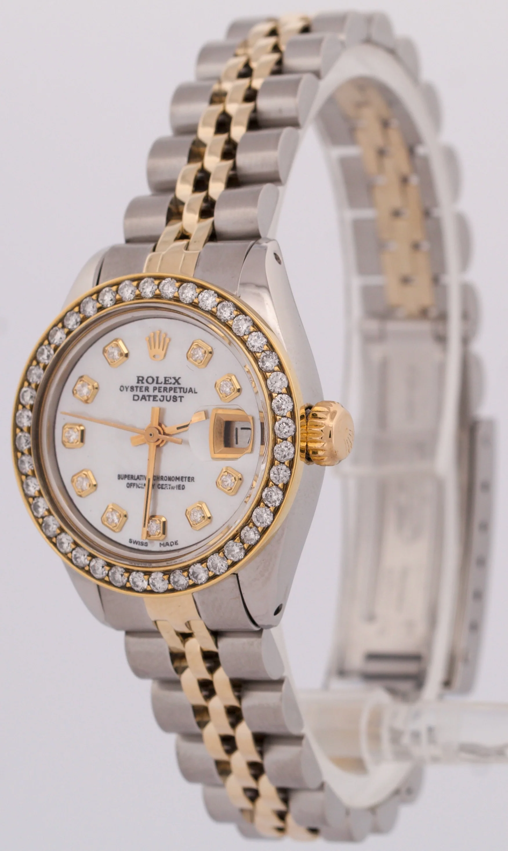 VINTAGE Rolex DateJust 26mm MOP DIAMOND 18K Yellow Gold Steel JUBILEE 6917 BOX - Image 3
