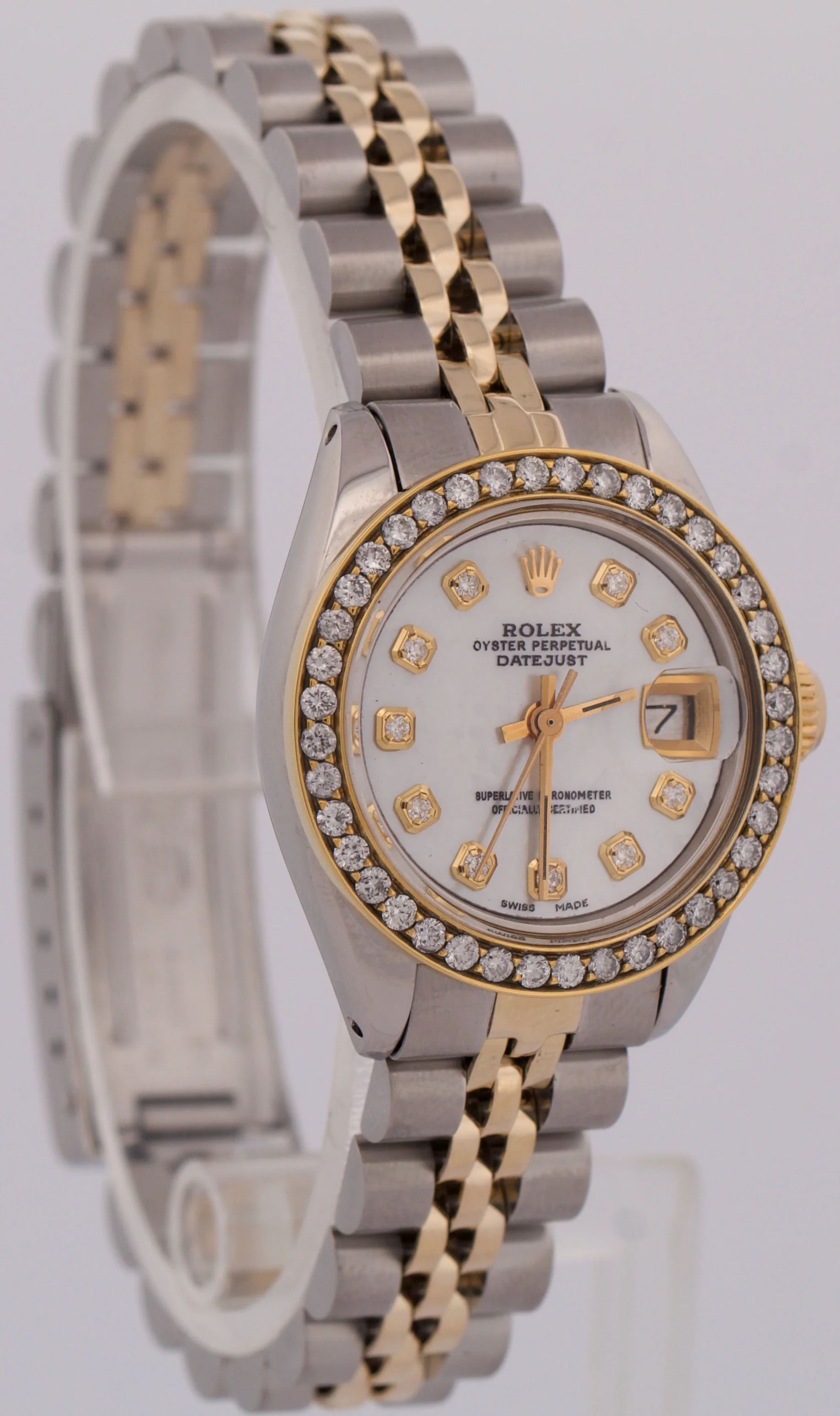 VINTAGE Rolex DateJust 26mm MOP DIAMOND 18K Yellow Gold Steel JUBILEE 6917 BOX - Image 4