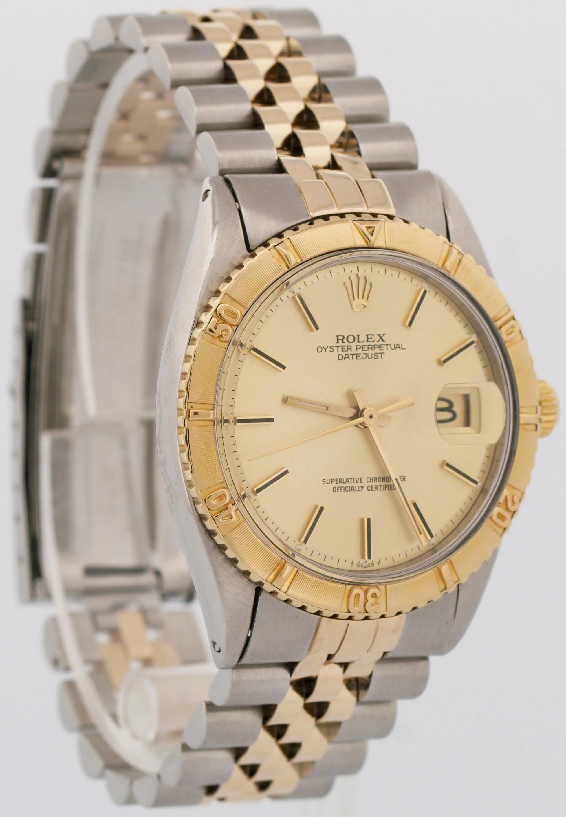 VINTAGE Rolex DateJust 36mm CHAMPAGNE Turn-O-Graph JUBILEE Steel 18K Gold 1625 - Image 4