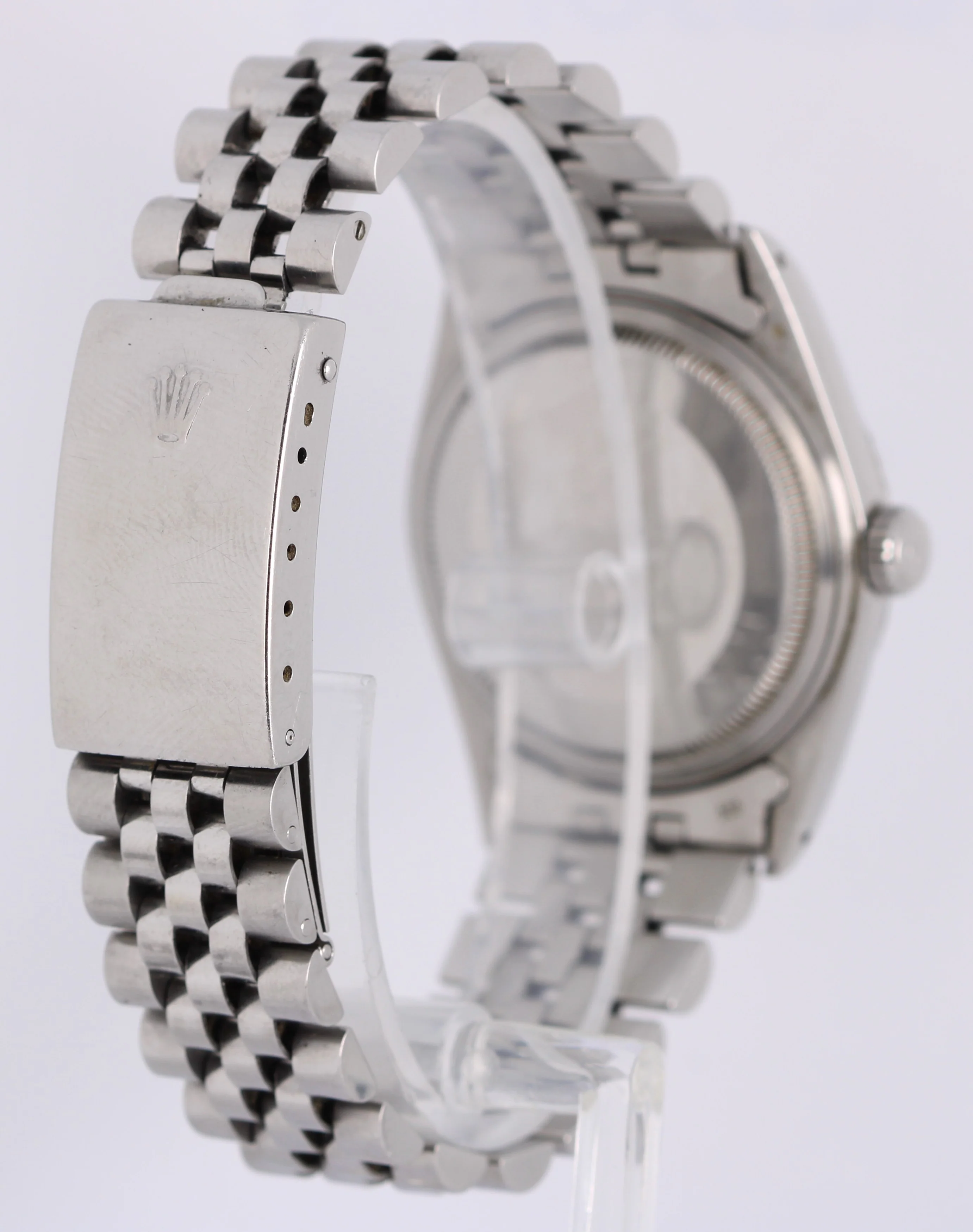 VINTAGE Rolex Datejust Stainless Steel Blue Pie Pan 36mm 1600 Jubilee Watch - Image 5