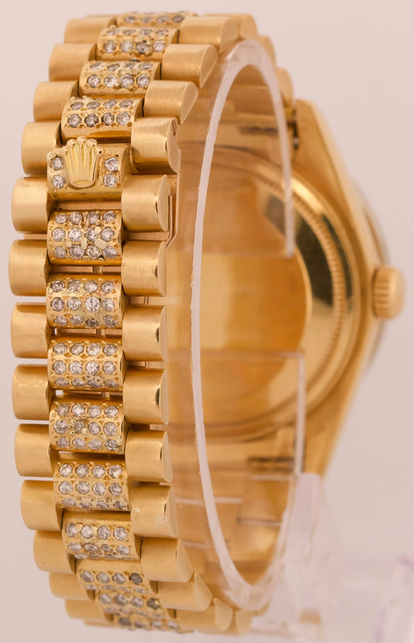 VINTAGE Rolex Day-Date President 36mm DIAMOND PAVE 18K Yellow Gold Watch 18038 - Image 6