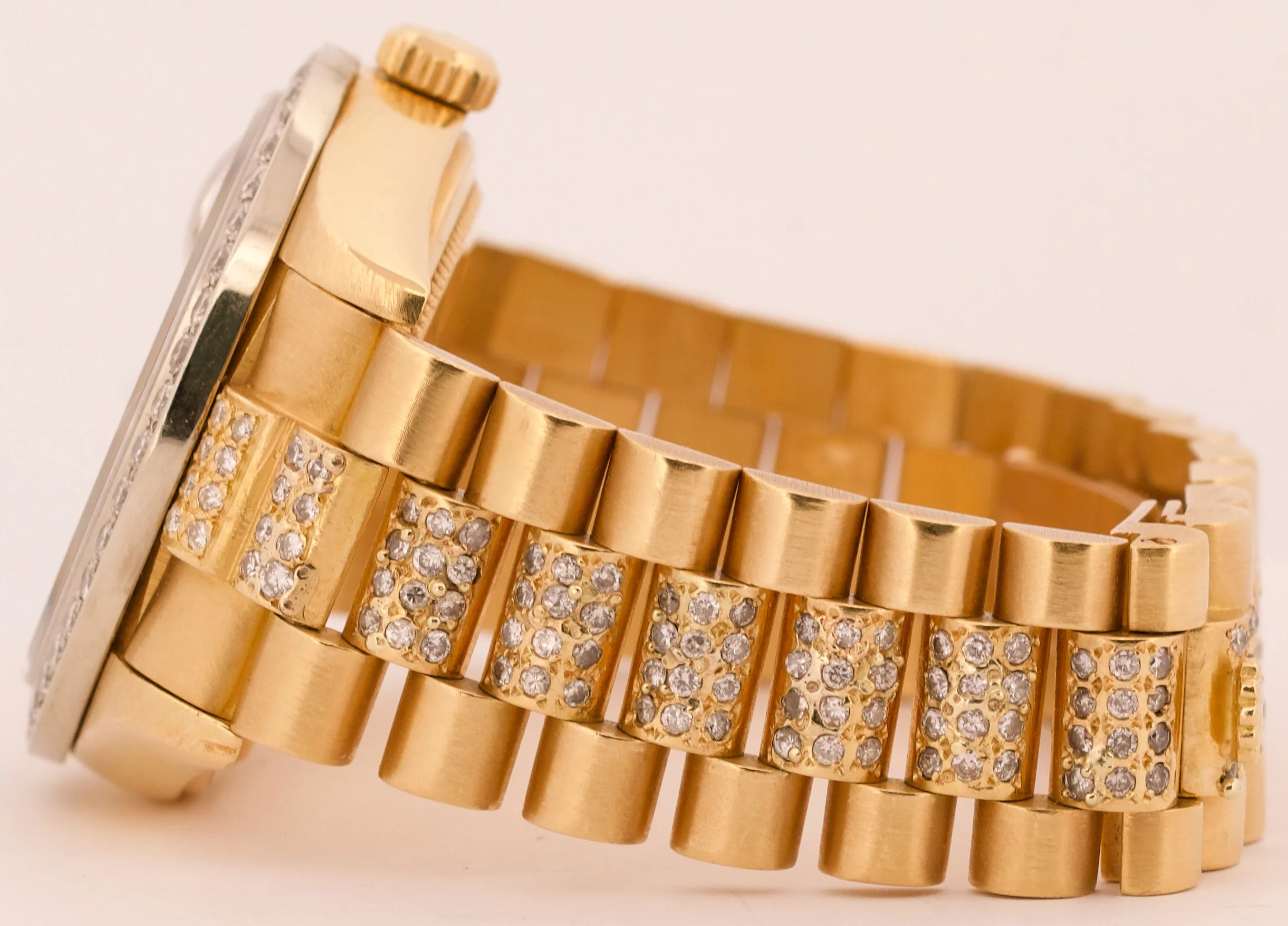 VINTAGE Rolex Day-Date President 36mm DIAMOND PAVE 18K Yellow Gold Watch 18038 - Image 7