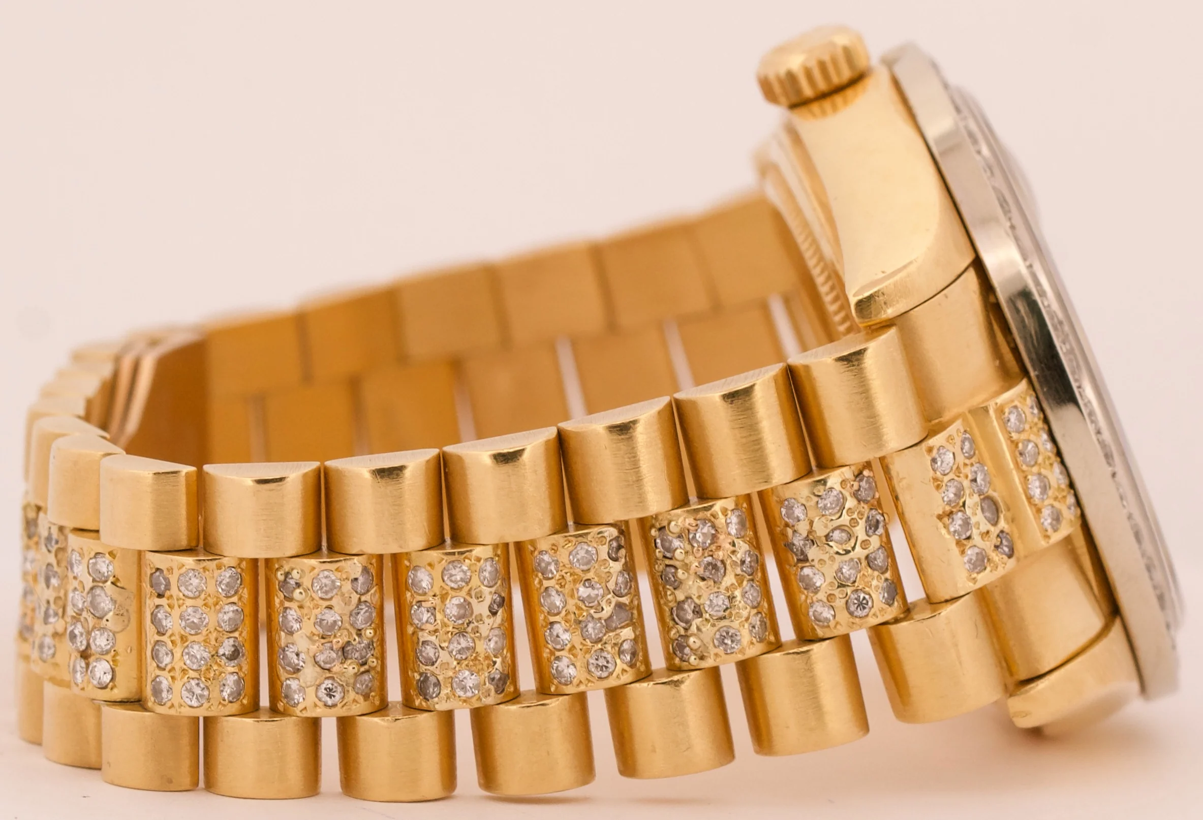 VINTAGE Rolex Day-Date President 36mm DIAMOND PAVE 18K Yellow Gold Watch 18038 - Image 8