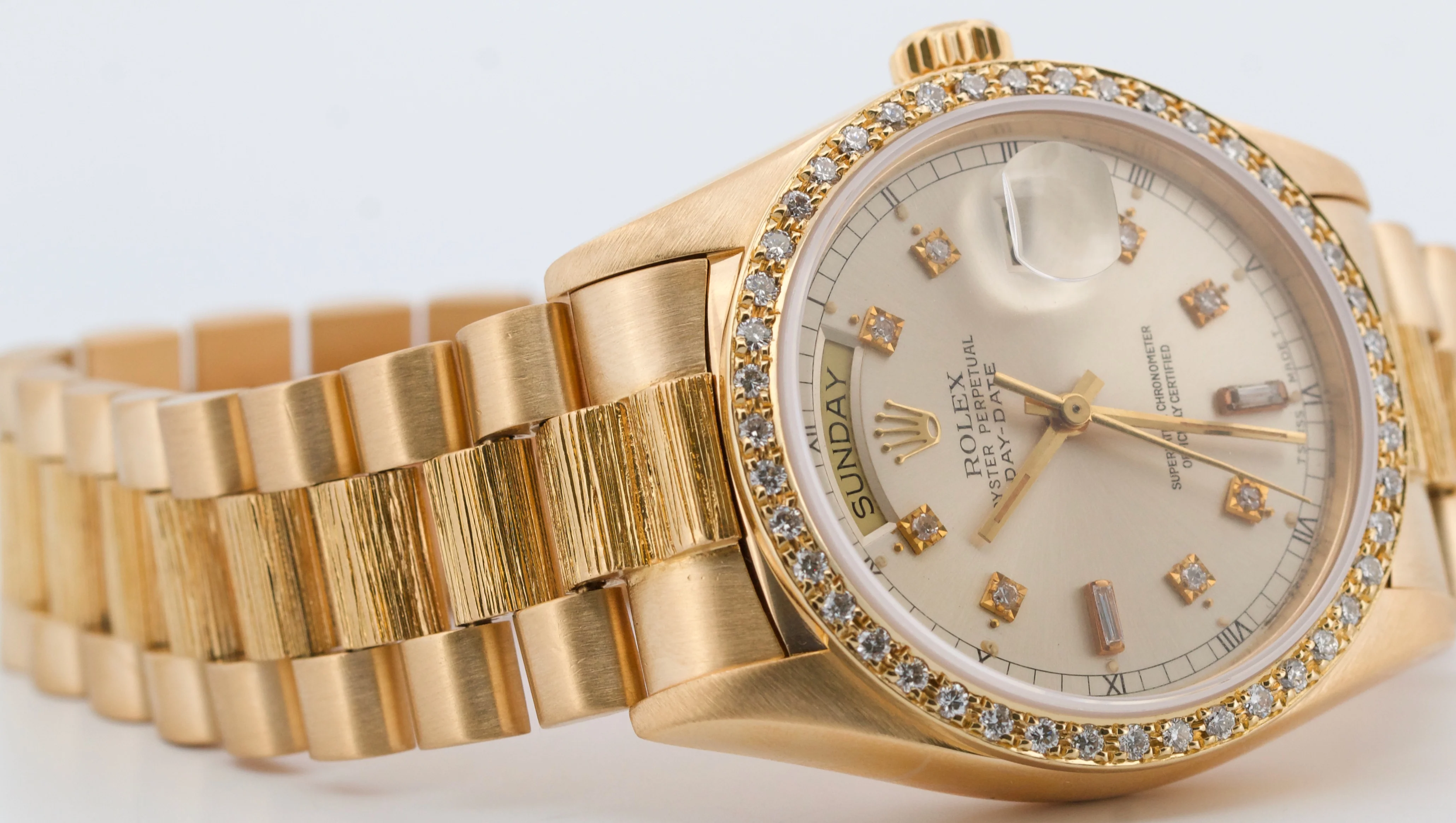 VINTAGE Rolex Day-Date President SILVER DIAMOND BARK 36mm 18K Yellow Gold 18038 - Image 10