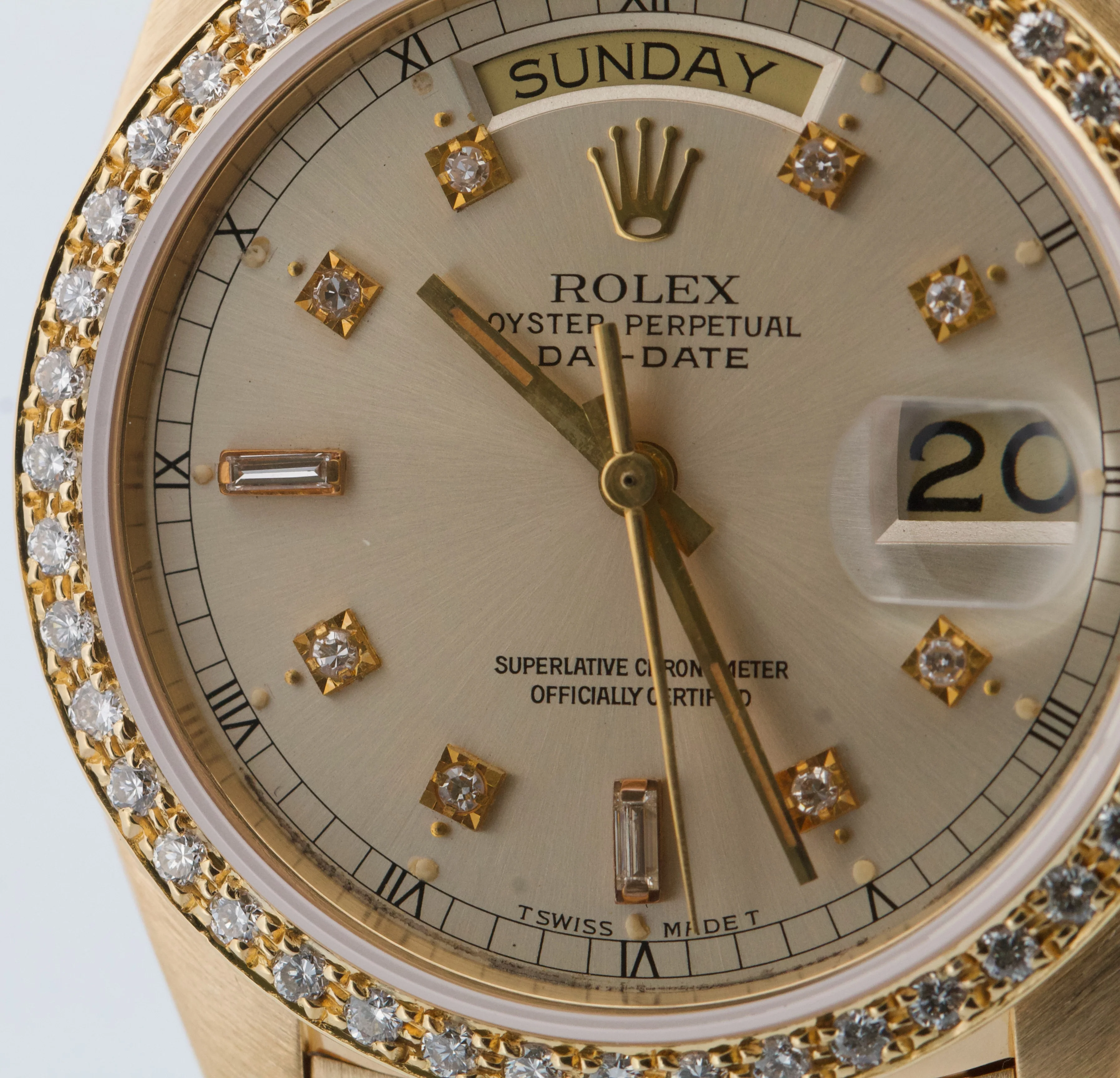 VINTAGE Rolex Day-Date President SILVER DIAMOND BARK 36mm 18K Yellow Gold 18038 - Image 9