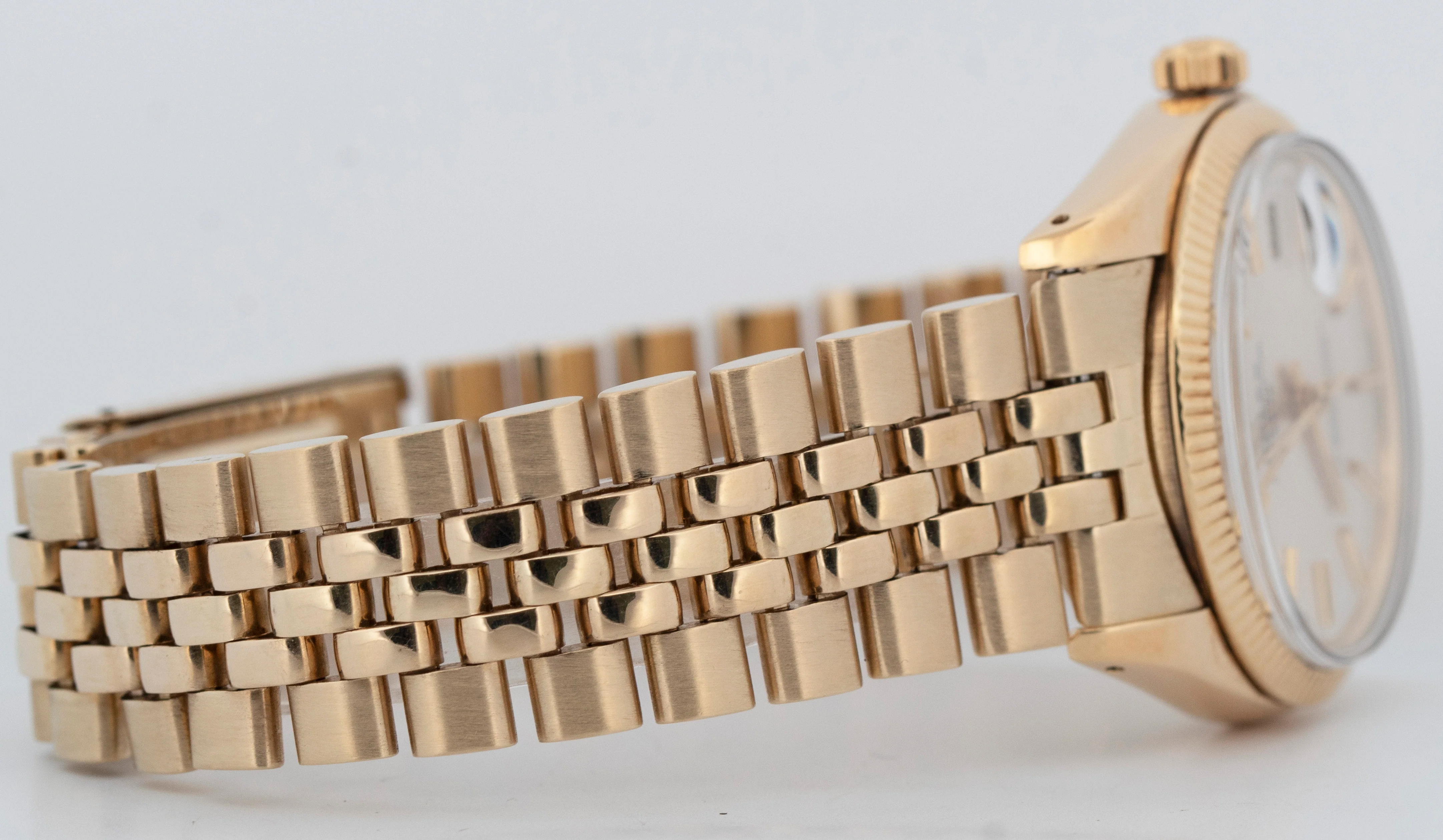 VINTAGE Rolex Oyster Perpetual Date 34mm Silver 14K Yellow Gold JUBILEE 1503 - Image 6