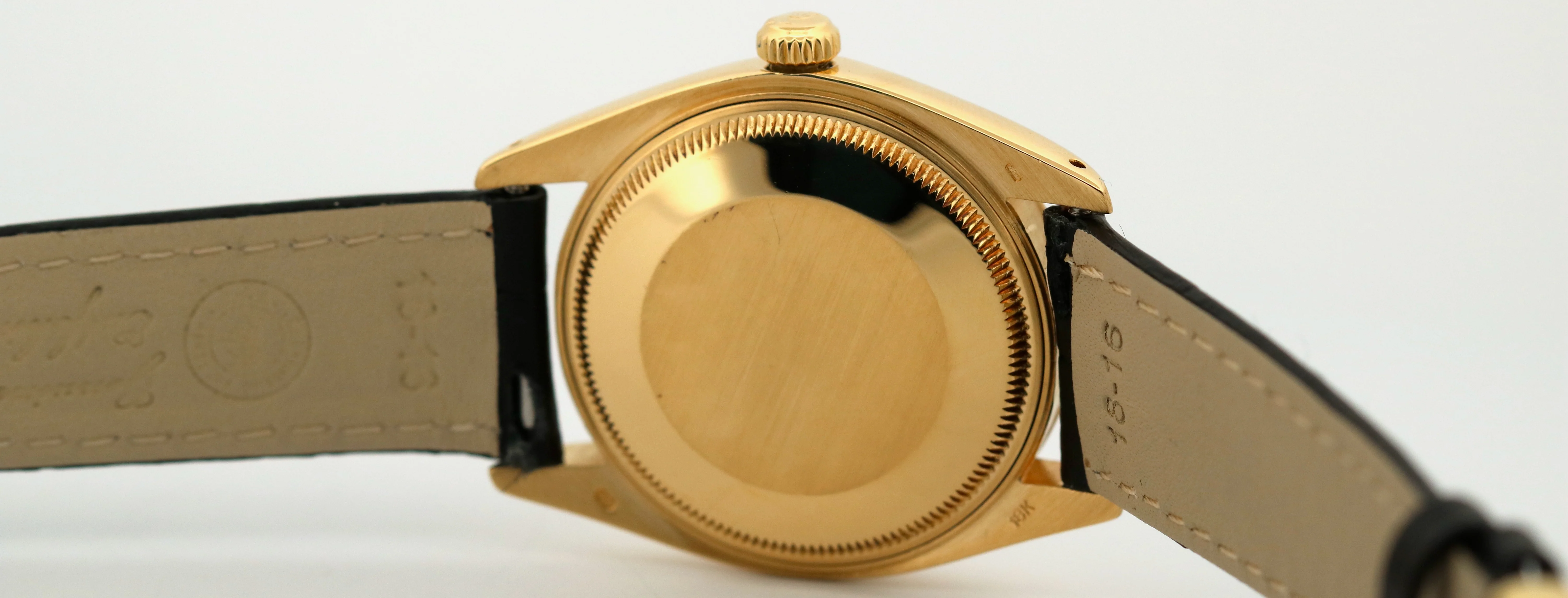 VINTAGE Rolex Oyster Perpetual Date 34mm WHITE BUCKLEY 18K Yellow Gold 1503 - Image 7