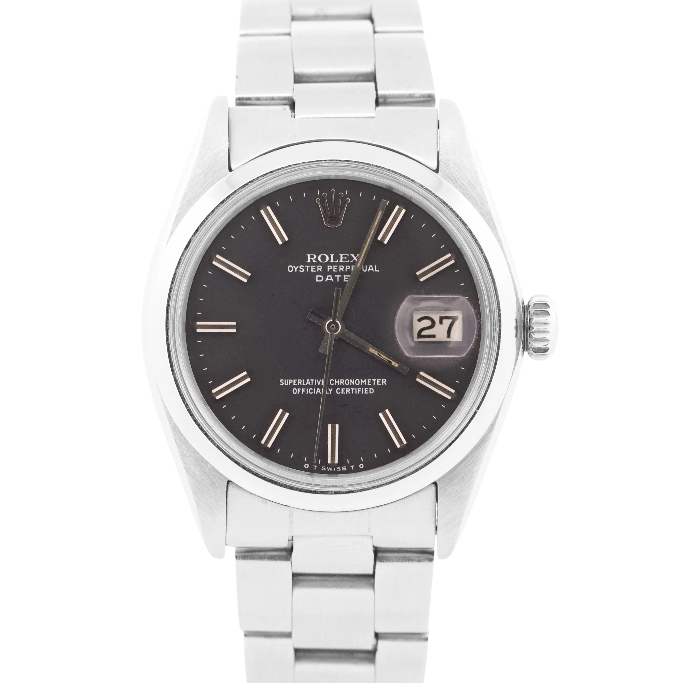 VINTAGE Rolex Oyster Perpetual Date BLACK Stainless Steel Oyster 34mm Watch 1500