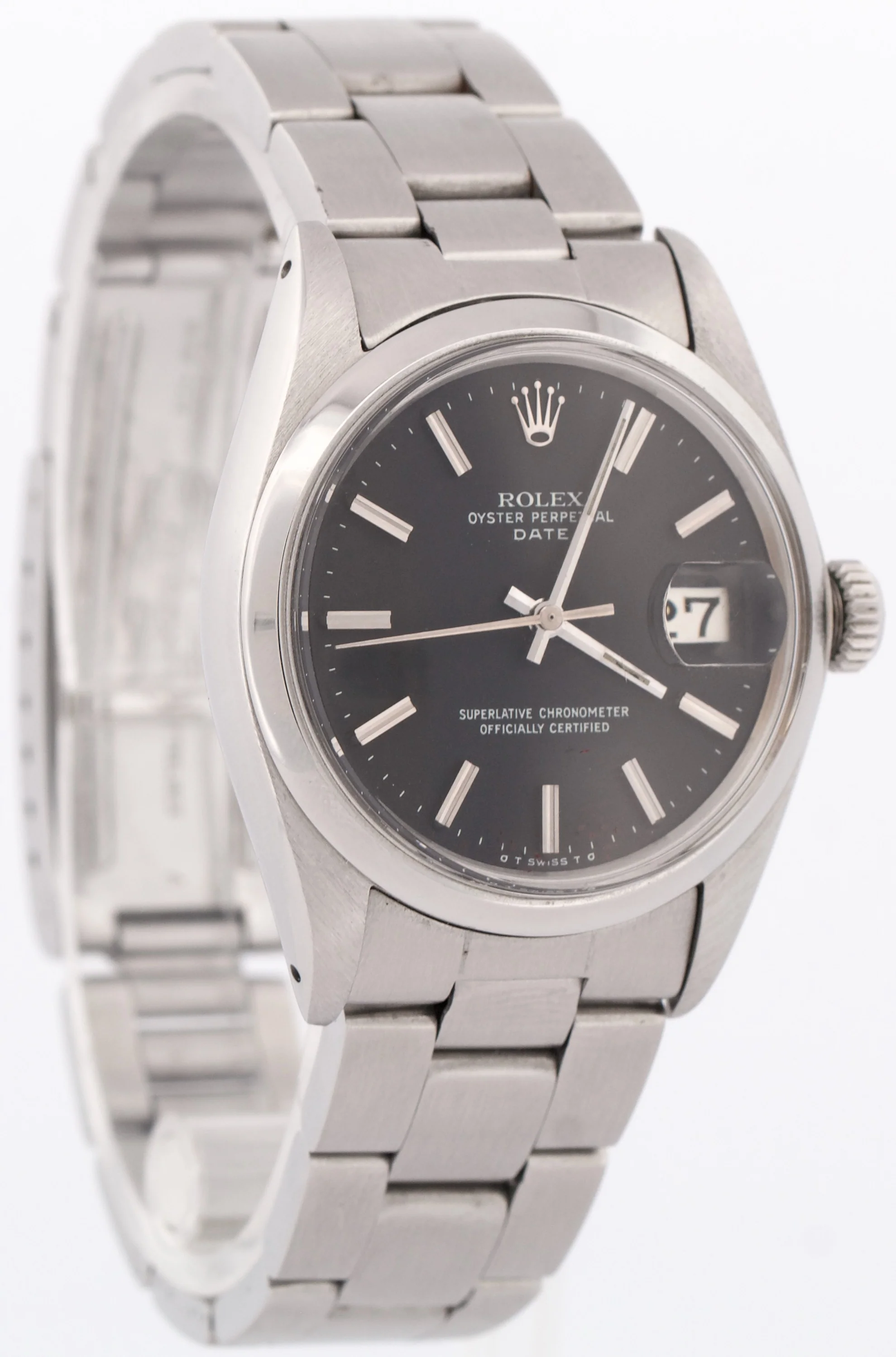 VINTAGE Rolex Oyster Perpetual Date BLACK Stainless Steel Oyster 34mm Watch 1500 - Image 4