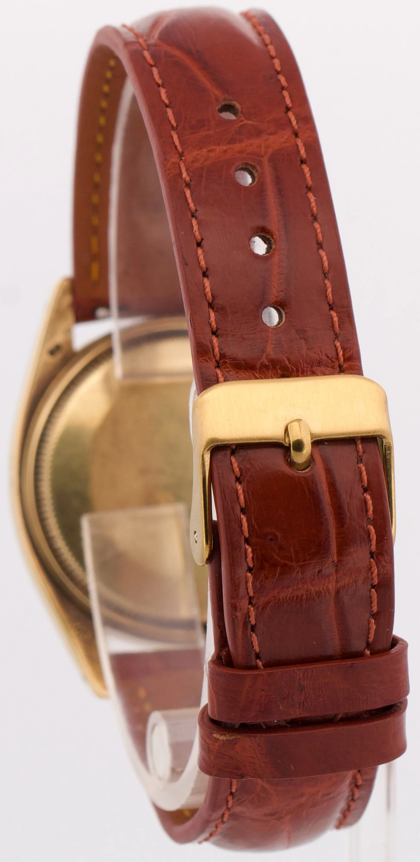 VINTAGE Rolex Oyster Perpetual Date TOBACCO DIAMOND 18K Yellow Gold 34mm 1501 - Image 5