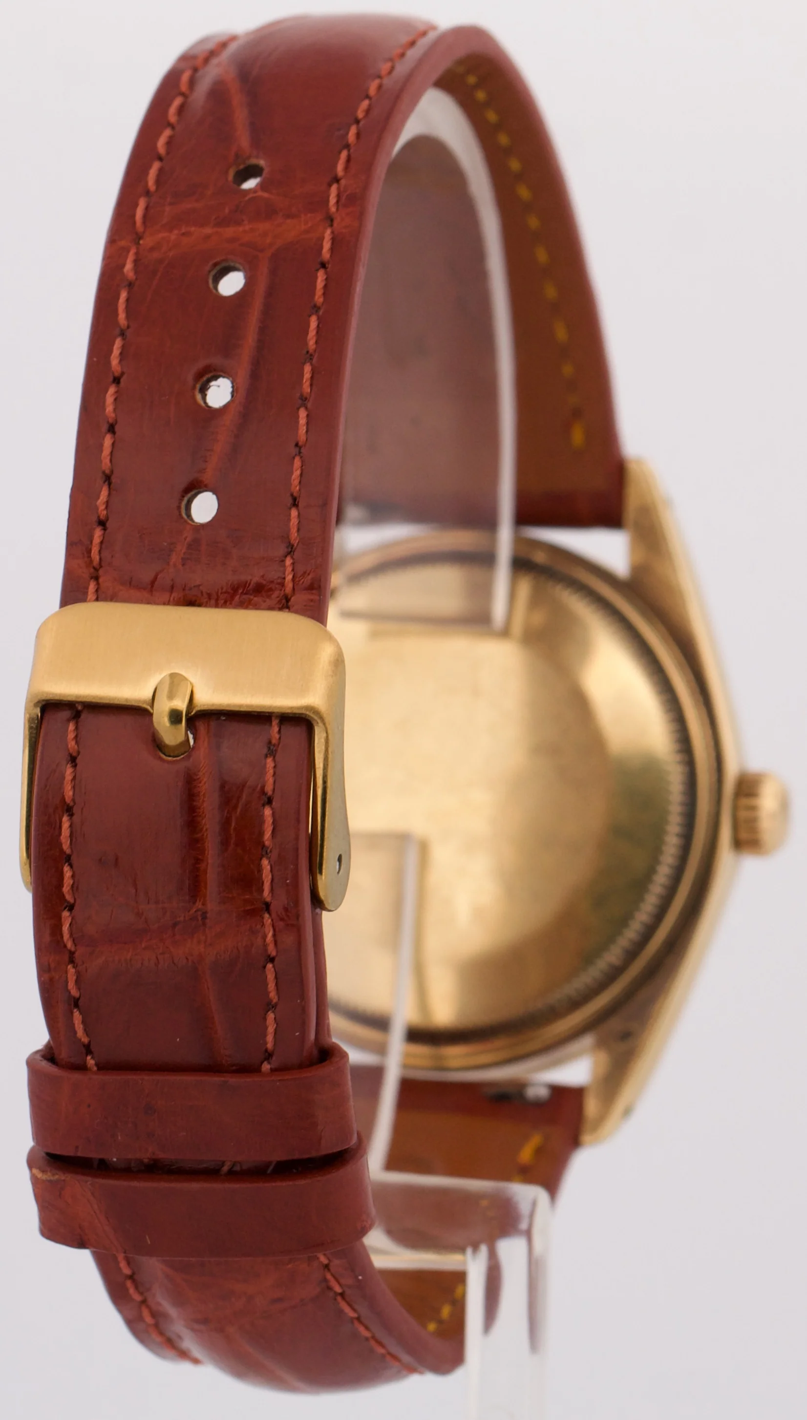 VINTAGE Rolex Oyster Perpetual Date TOBACCO DIAMOND 18K Yellow Gold 34mm 1501 - Image 6