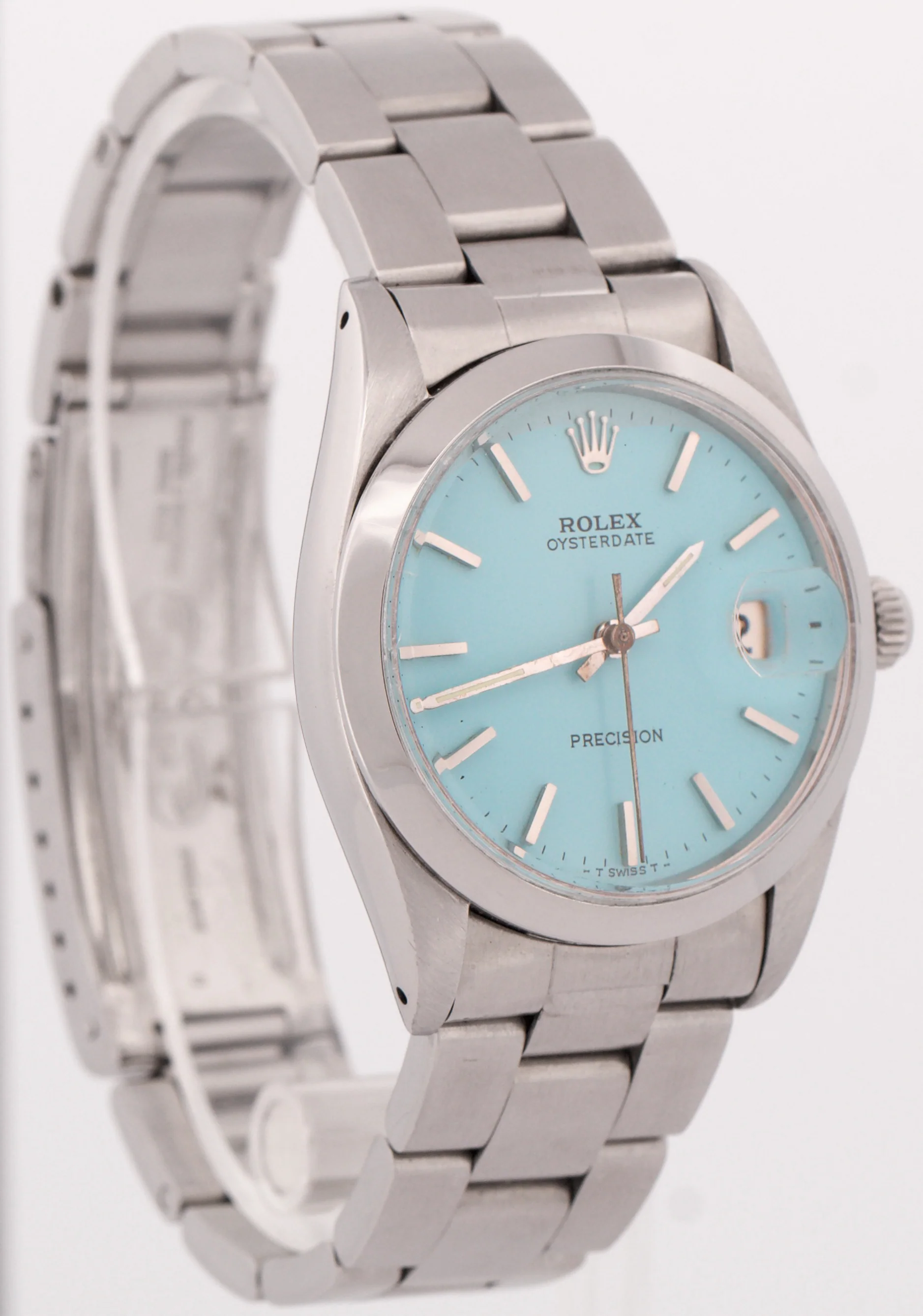 VINTAGE Rolex Oysterdate Precision BLUE Stainless Steel Oyster 34mm Watch 6694 - Image 4