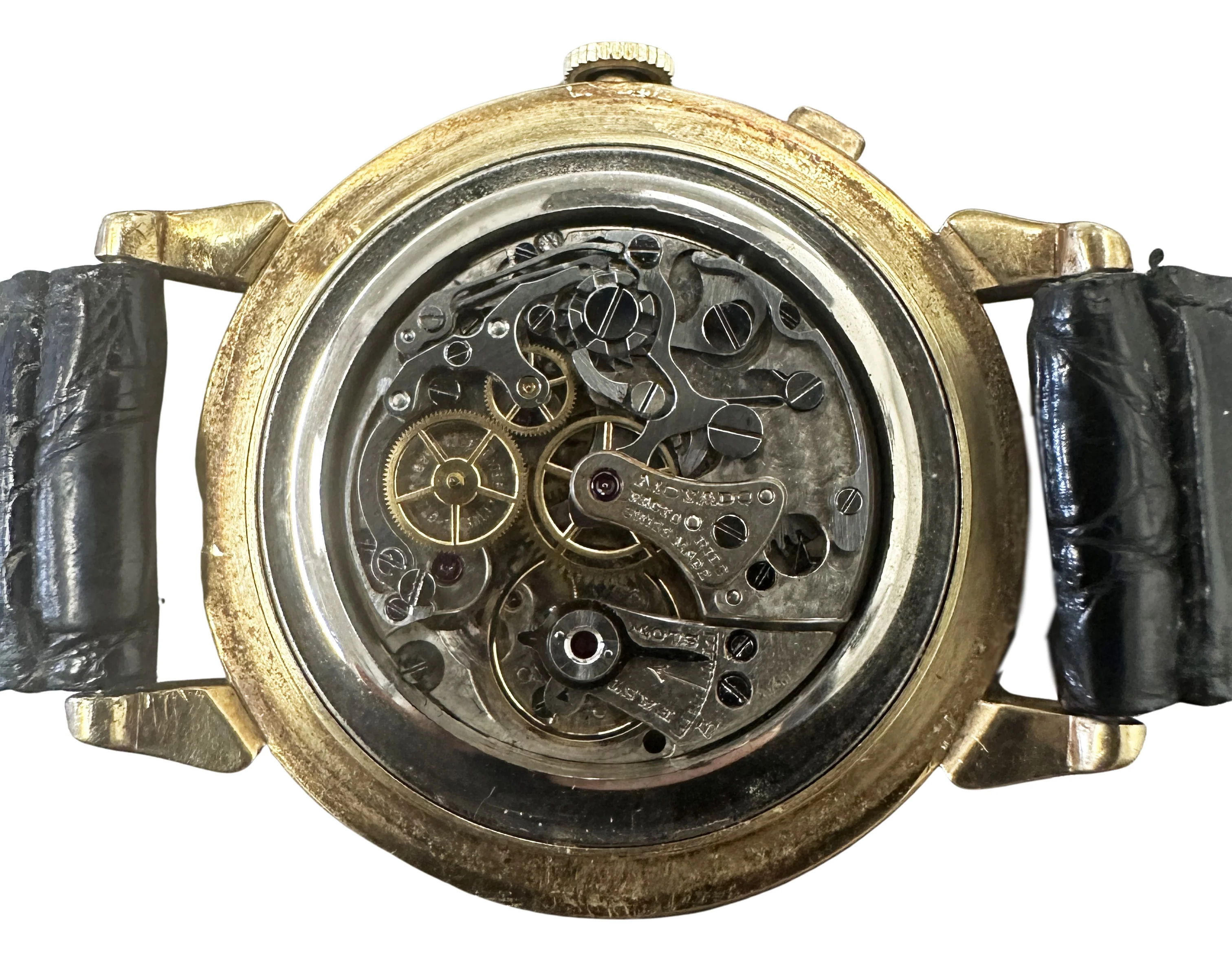 VINTAGE Tiffany & Co Chronograph 14k Yellow Gold Silver 35mm 44870 Manual Watch - Image 10