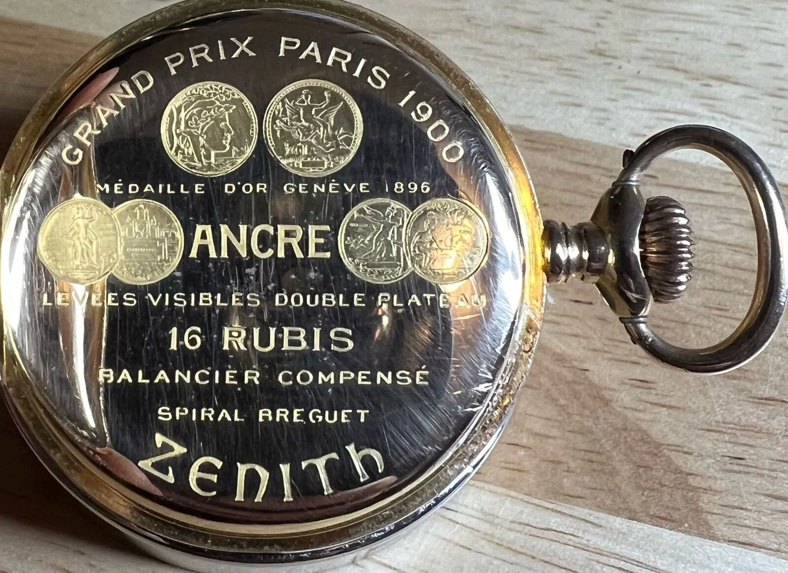 Vintage Zenith Chronometre Grand Prix 14k Yellow Gold 45mm 179293 Pocket Watch - Image 6