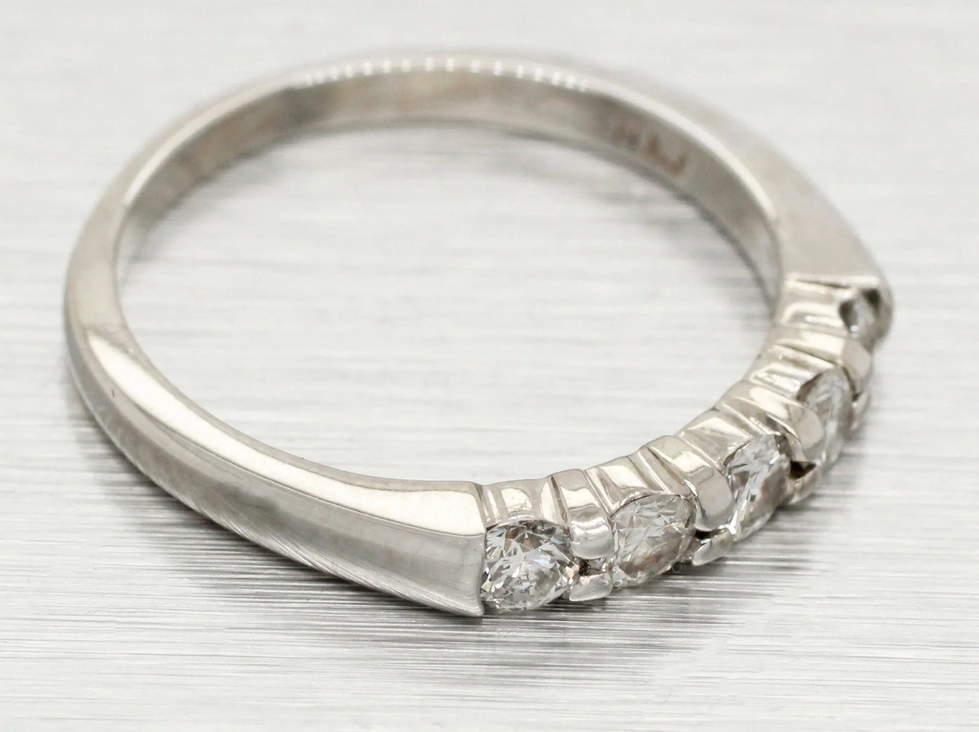 Vintage 0.50ctw Five Diamond Wedding Band Ring - 14k White Gold | Size 7 - Image 4