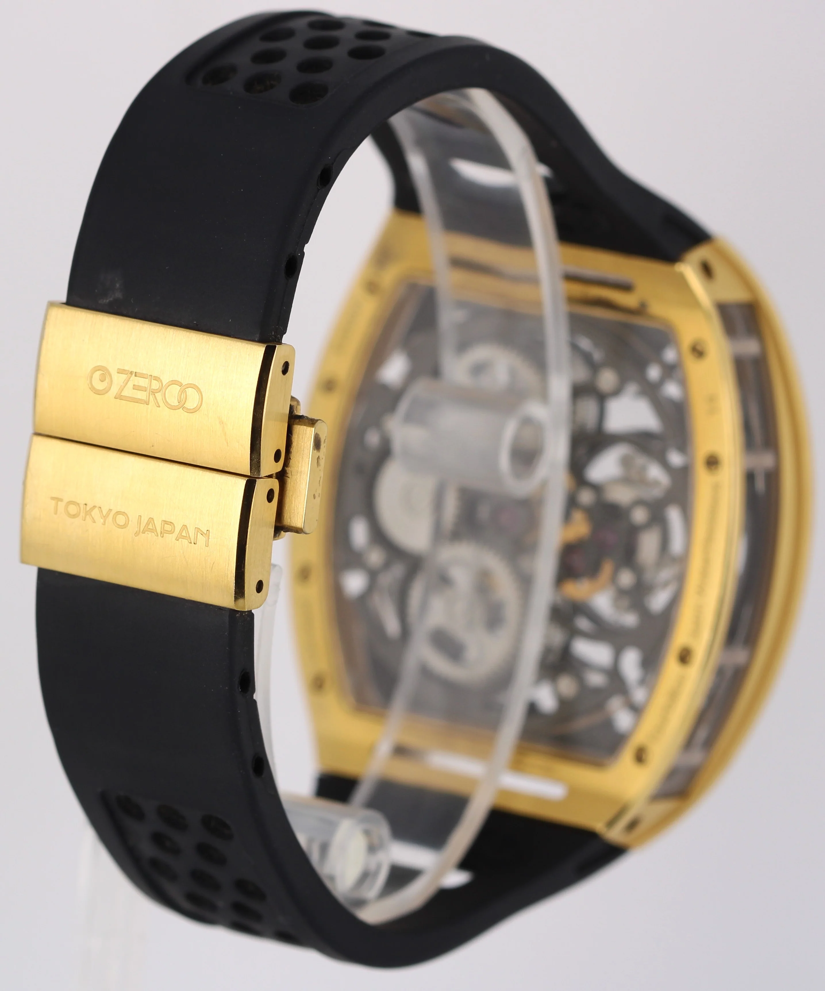 Zeroo Time T4 THE ARCHER Skeleton Tourbillon Gold Steel 41mm x 48mm Rubber Watch - Image 5