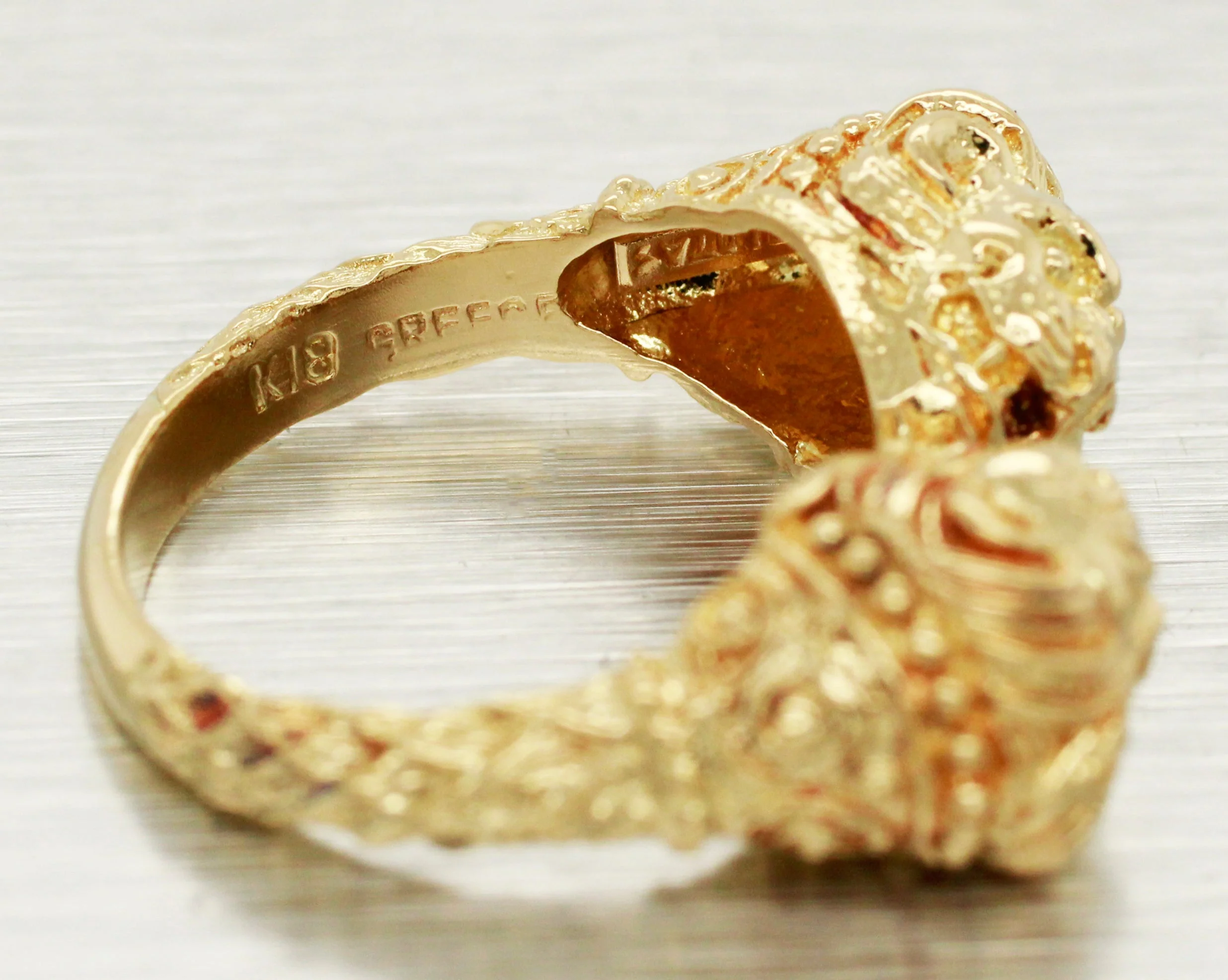 Zolotas Heritage Double Lion Head Ring - Solid 18k Yellow Gold - Size 5.50 - Image 3