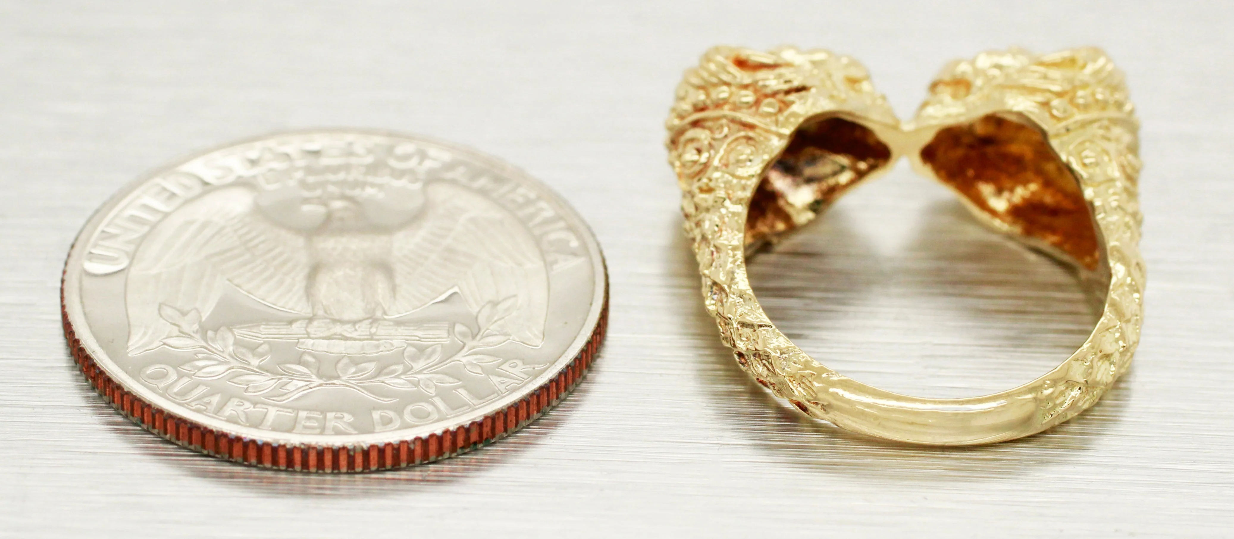 Zolotas Heritage Double Lion Head Ring - Solid 18k Yellow Gold - Size 5.50 - Image 7